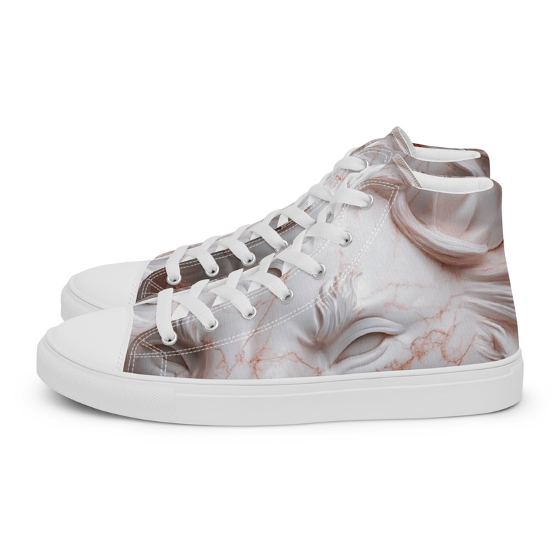 Rose Marble Lion Print Women's High-Top Shoes – Fashionable Canvas Sneakers