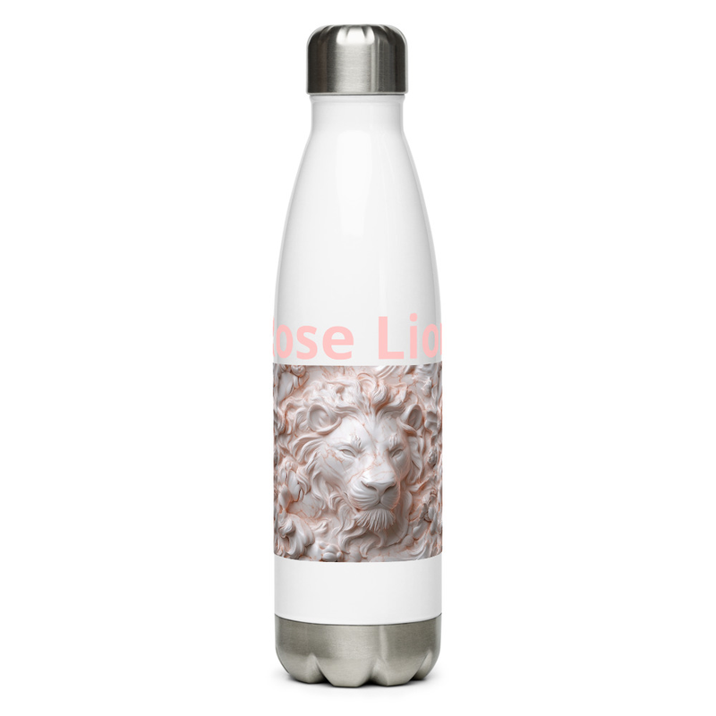 Rose Marble Lion Face Stainless Steel Water Bottle – Insulated, Leakproof, 17oz