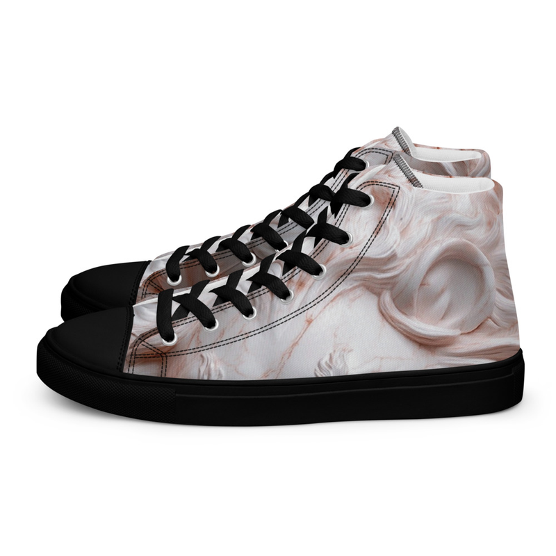 Rose Marble Lion Design Men's High-Top Canvas Shoes – Stylish & Comfortable Kicks