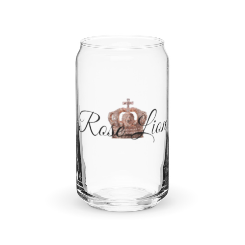 Rose Lion Can-Shaped Glass – Clear Drinking Glass with Logo, Available with or without Lid