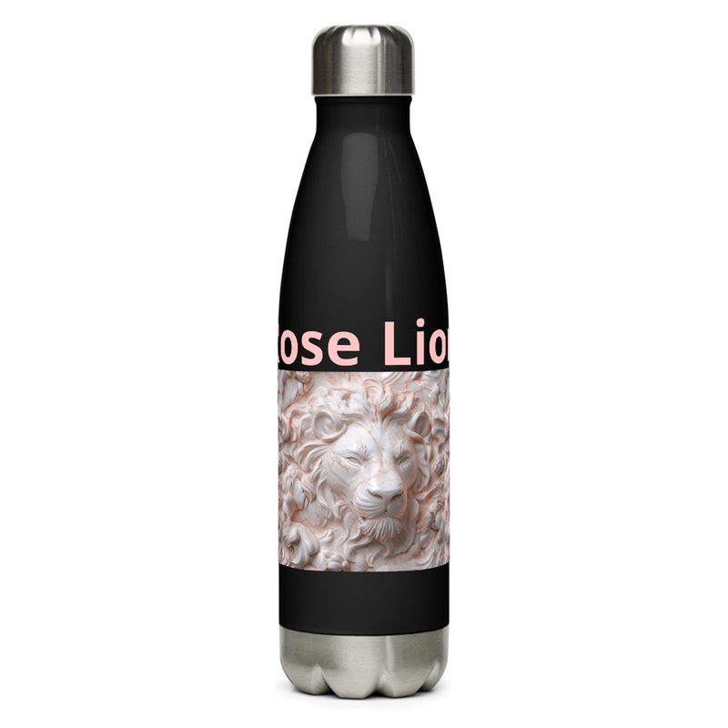 Rose Marble Lion Face Stainless Steel Water Bottle – Insulated, Leakproof, 17oz
