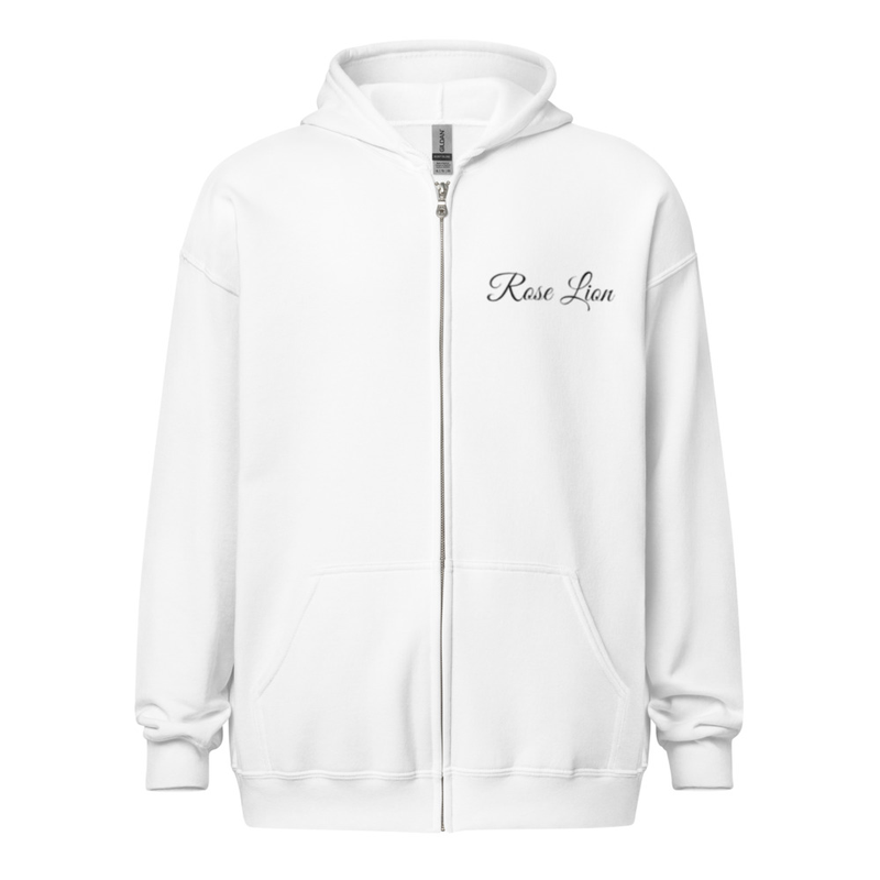 Rose Lion Men's Heavy Blend Zip Hoodie - Streetwear, Oversized Fit, Aesthetic