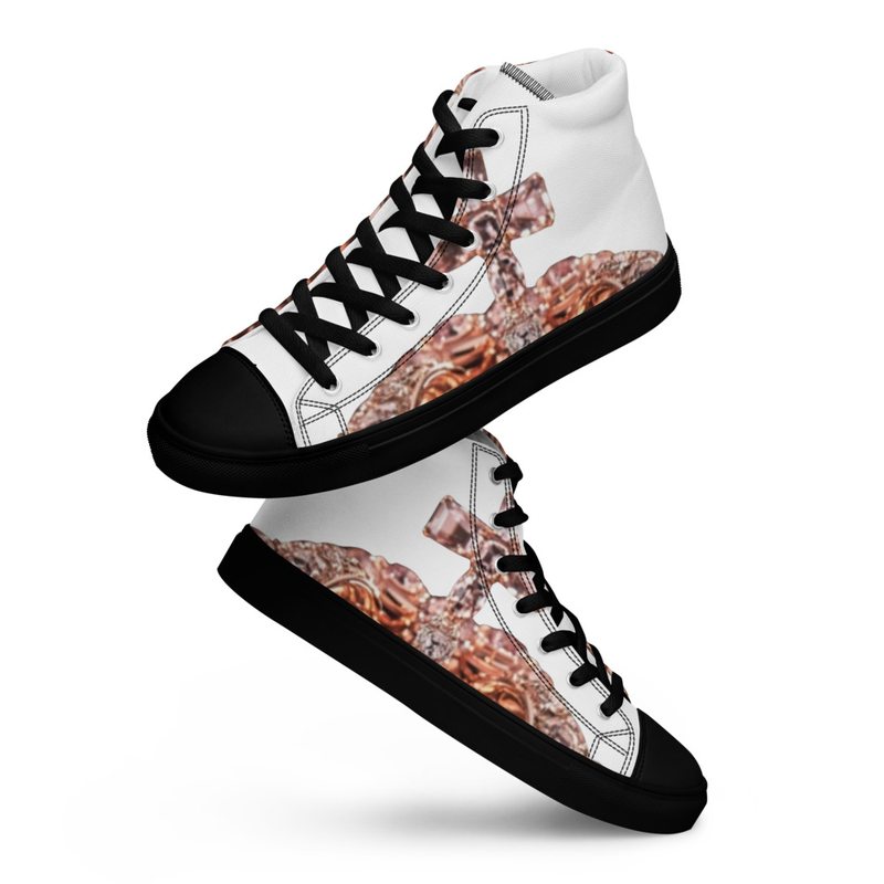 Rose Gold Crown Men’s High-Top Canvas Sneakers 