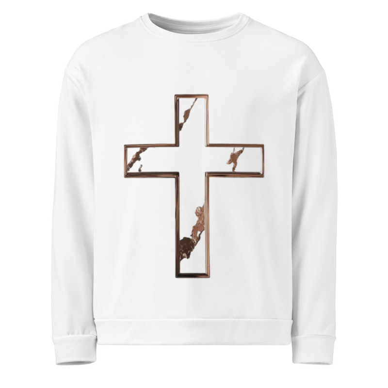 Rose Lion Marble Cross Unisex Sweatshirt – Joshua 1:9 Scripture Faith Streetwear
