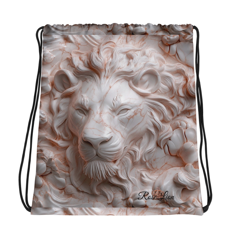 Marble Lion Drawstring Bag – Lightweight Gym, School, Travel Sackpack