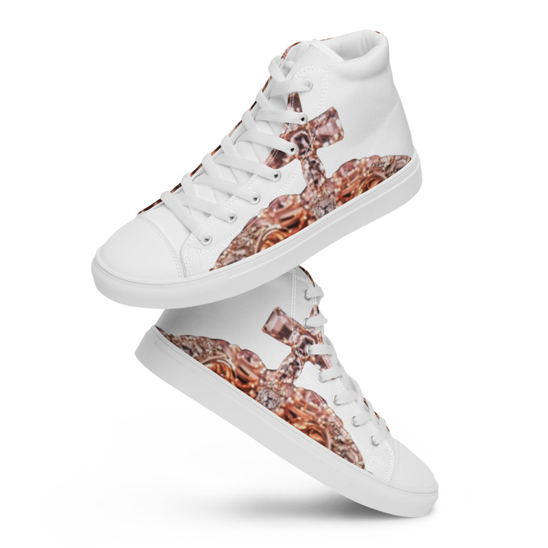 Rose Gold Crown Men’s High-Top Canvas Sneakers 