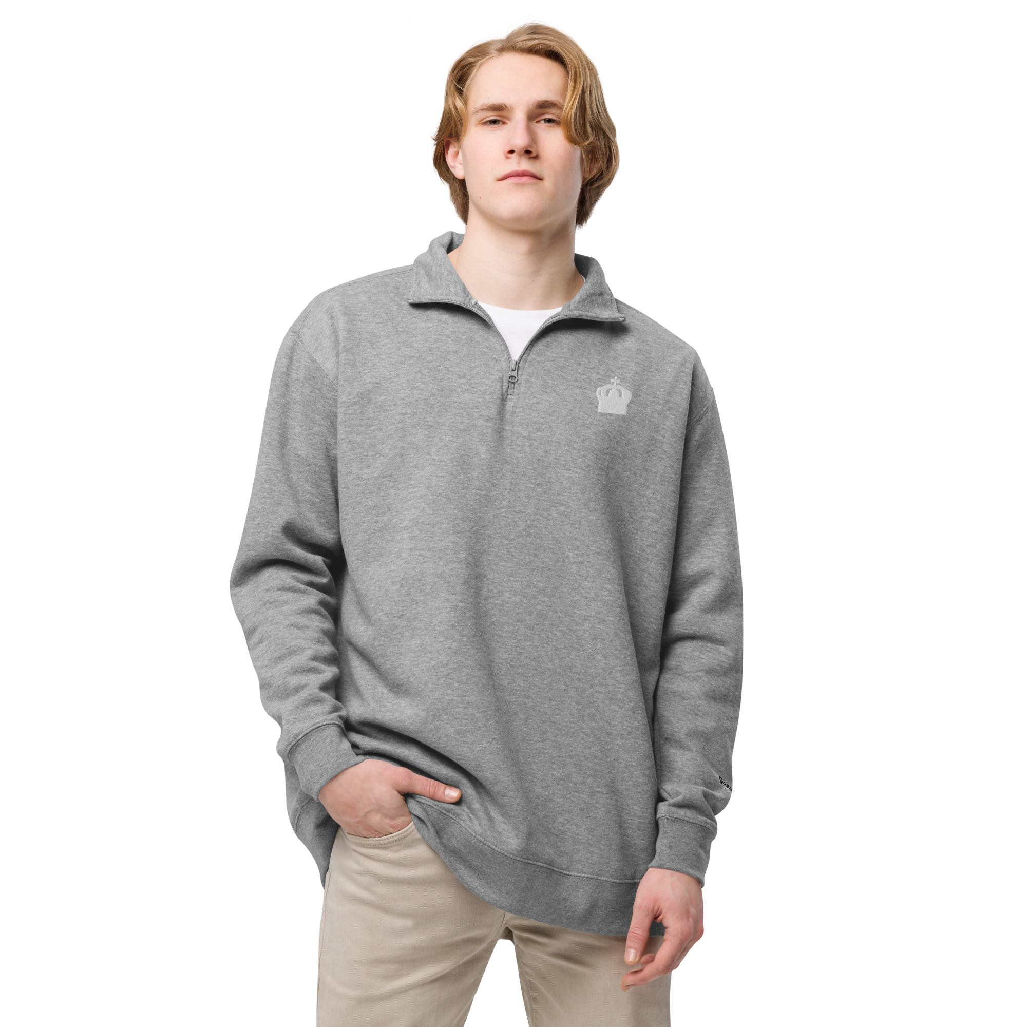 Rose Lion Men's Fleece Pullover – Warm, Stylish, & Comfortable Sweaters (White)