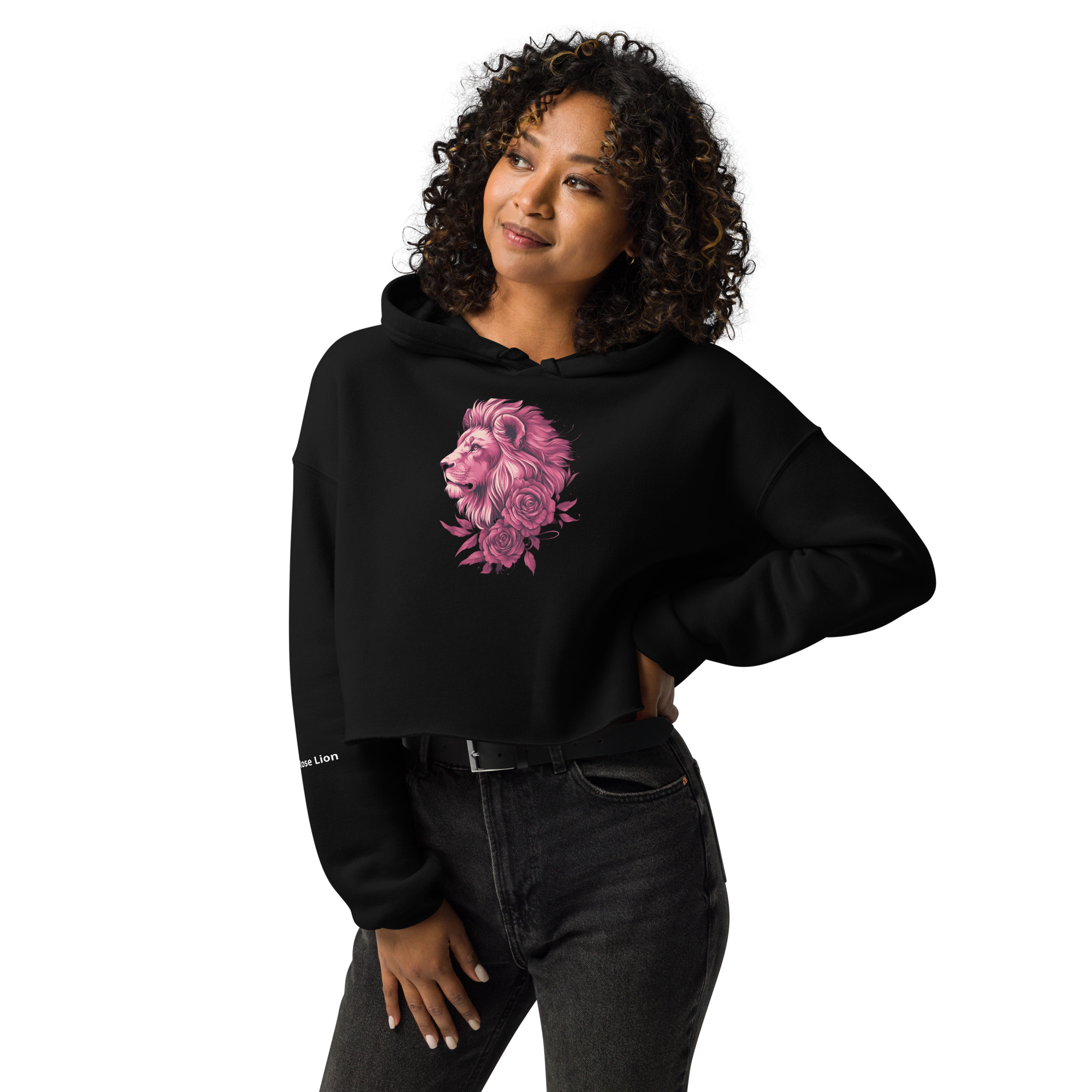 Rose Lion's Pride Bloom Crop Hoodie|Perfect for casual wear, layering, or gym looks