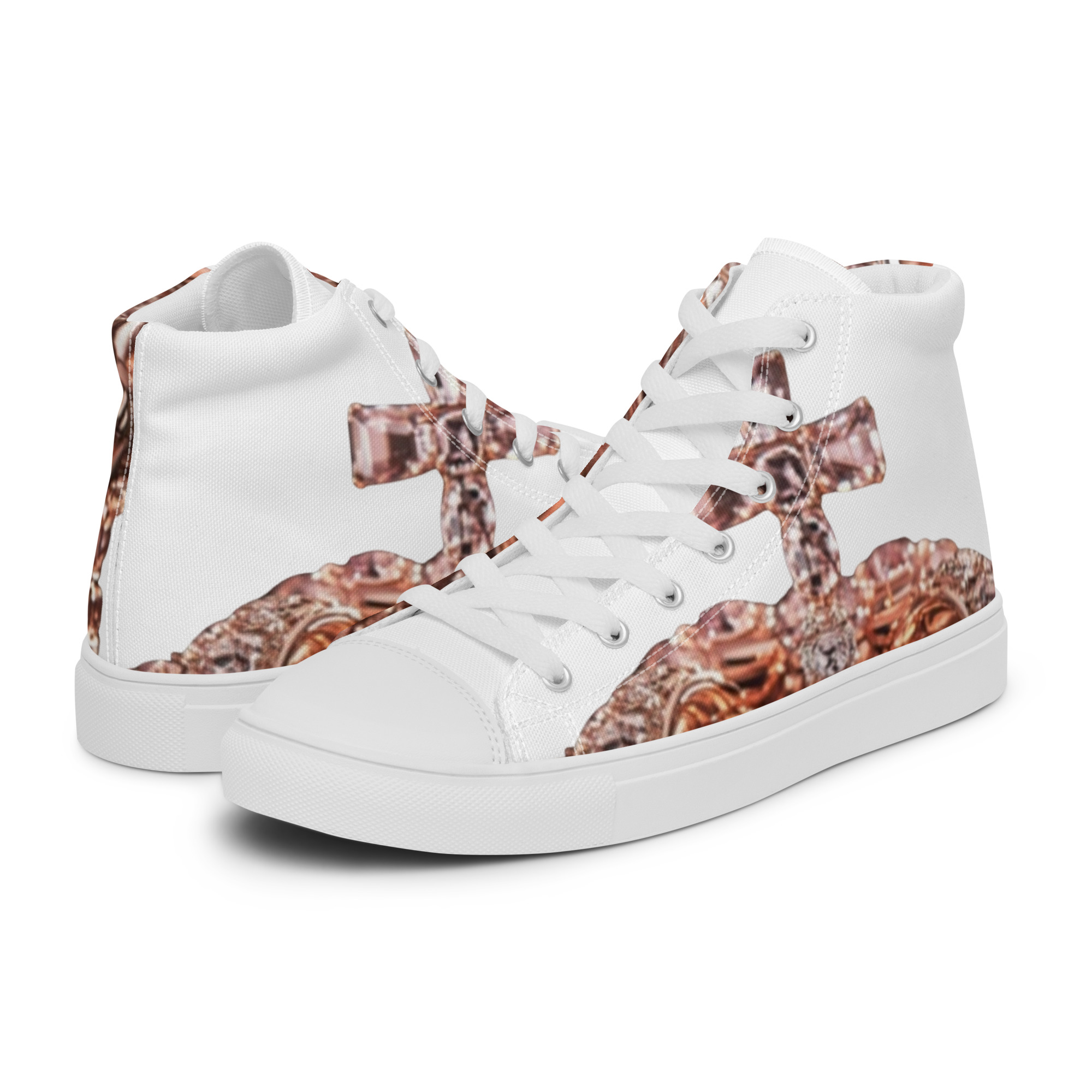 Rose Gold Crown Men’s High-Top Canvas Sneakers 