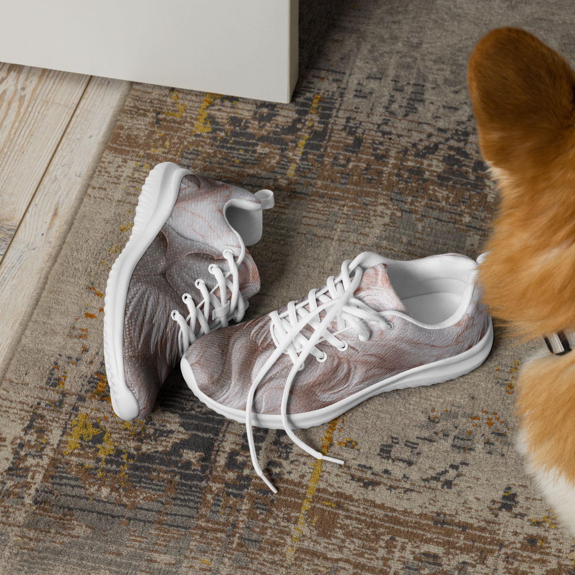 Elegant Marble Lion Design Men’s Athletic Sneakers – Bold and Comfortable