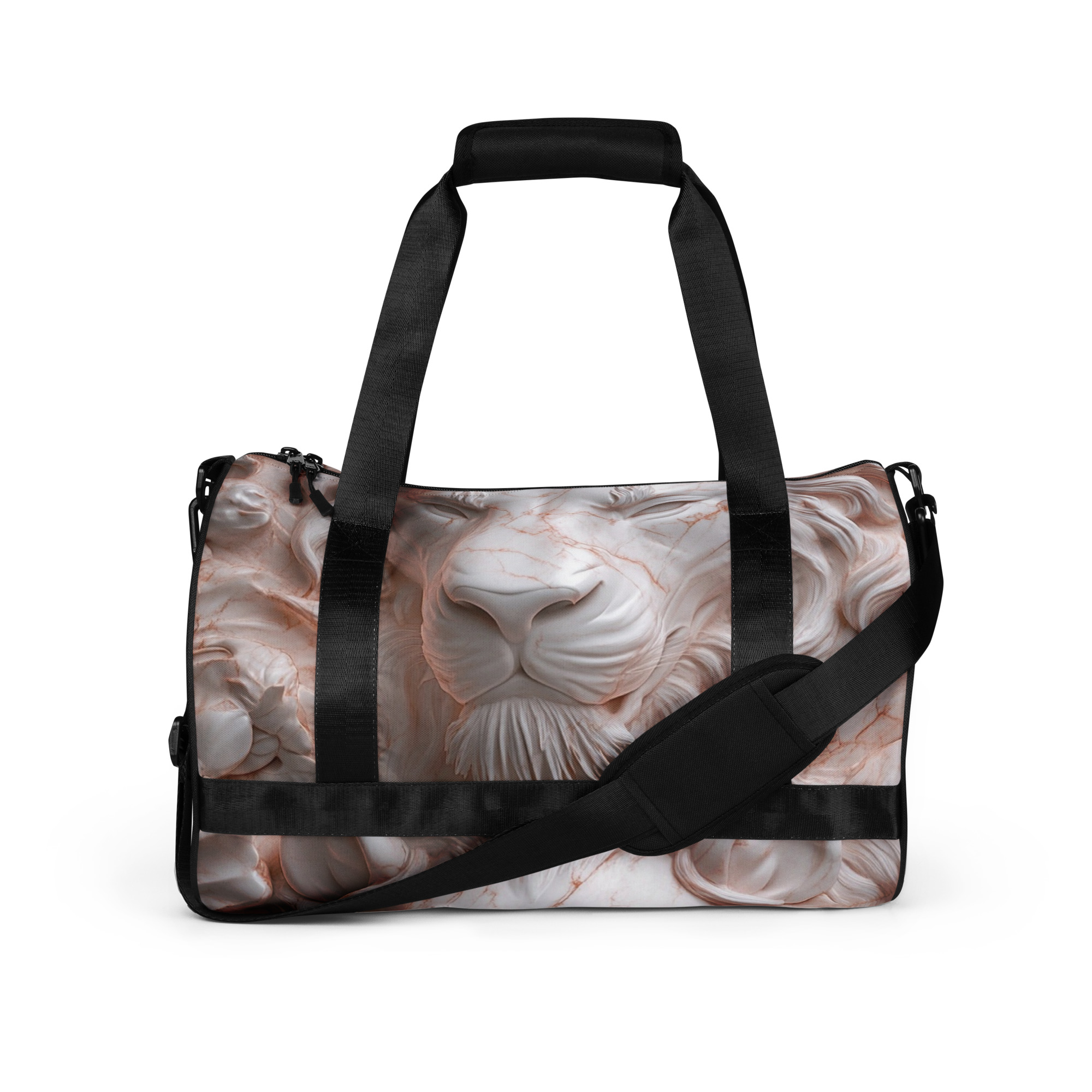 Rose Marble Lion Face Gym Bag – All Over Print Travel, Sports, Fitness Tote