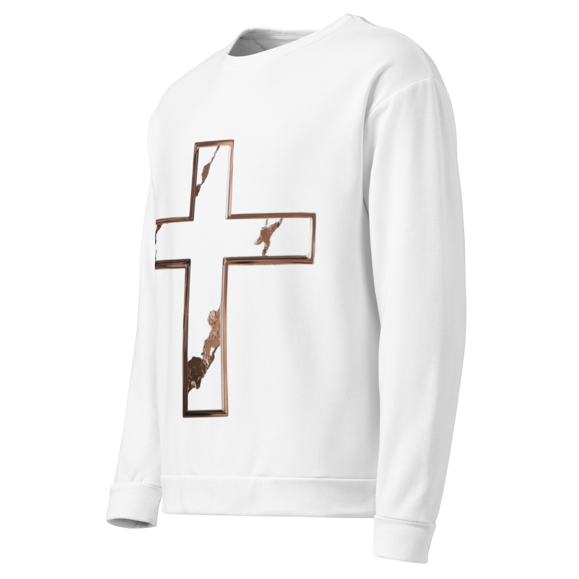 Rose Lion Marble Cross Unisex Sweatshirt – Joshua 1:9 Scripture Faith Streetwear