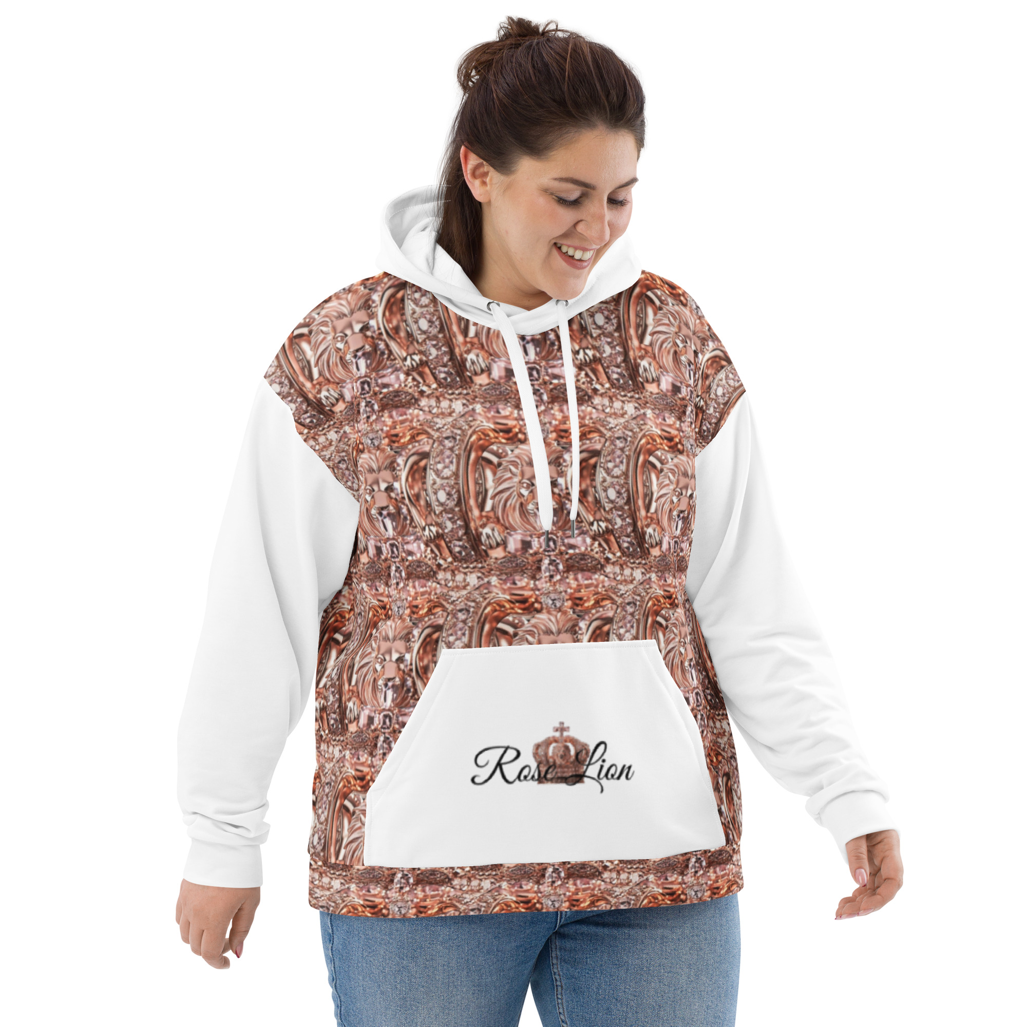 Rose Lion Women's Kangaroo Graphic Hoodie– Fashionable