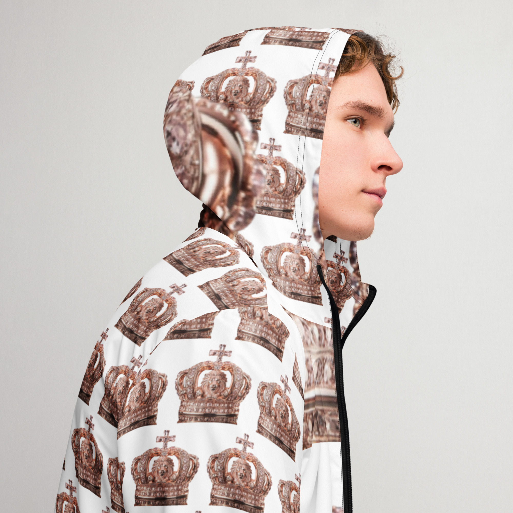 Royal Lion Crown Men’s Windbreaker by Rose Lion – Trendy, Lightweight Outerwear
