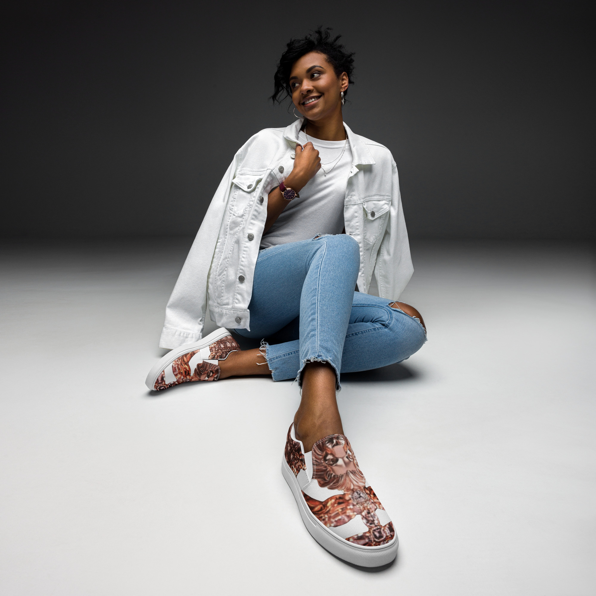 Rose Lion Women’s Slip-On Sneakers –Stylish, Comfortable, Footwear