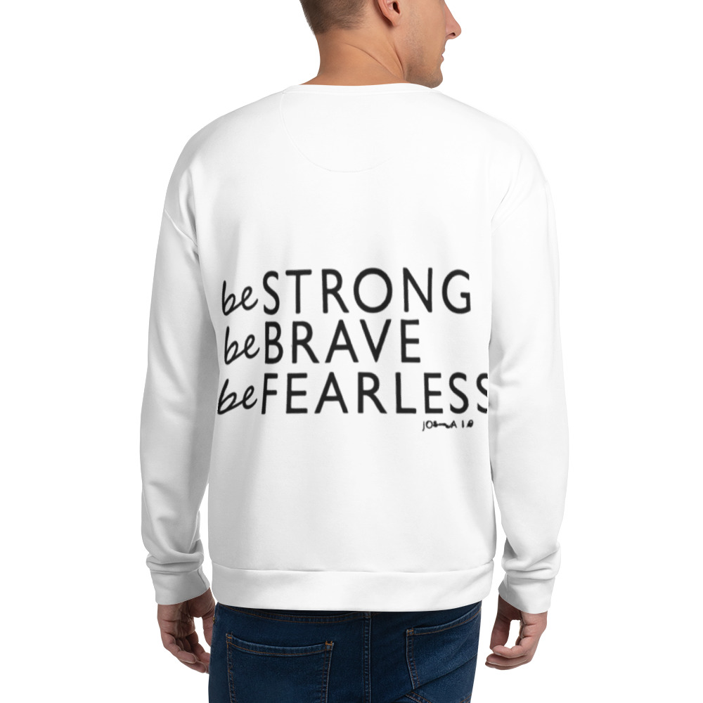 Rose Lion Marble Cross Unisex Sweatshirt – Joshua 1:9 Scripture Faith Streetwear