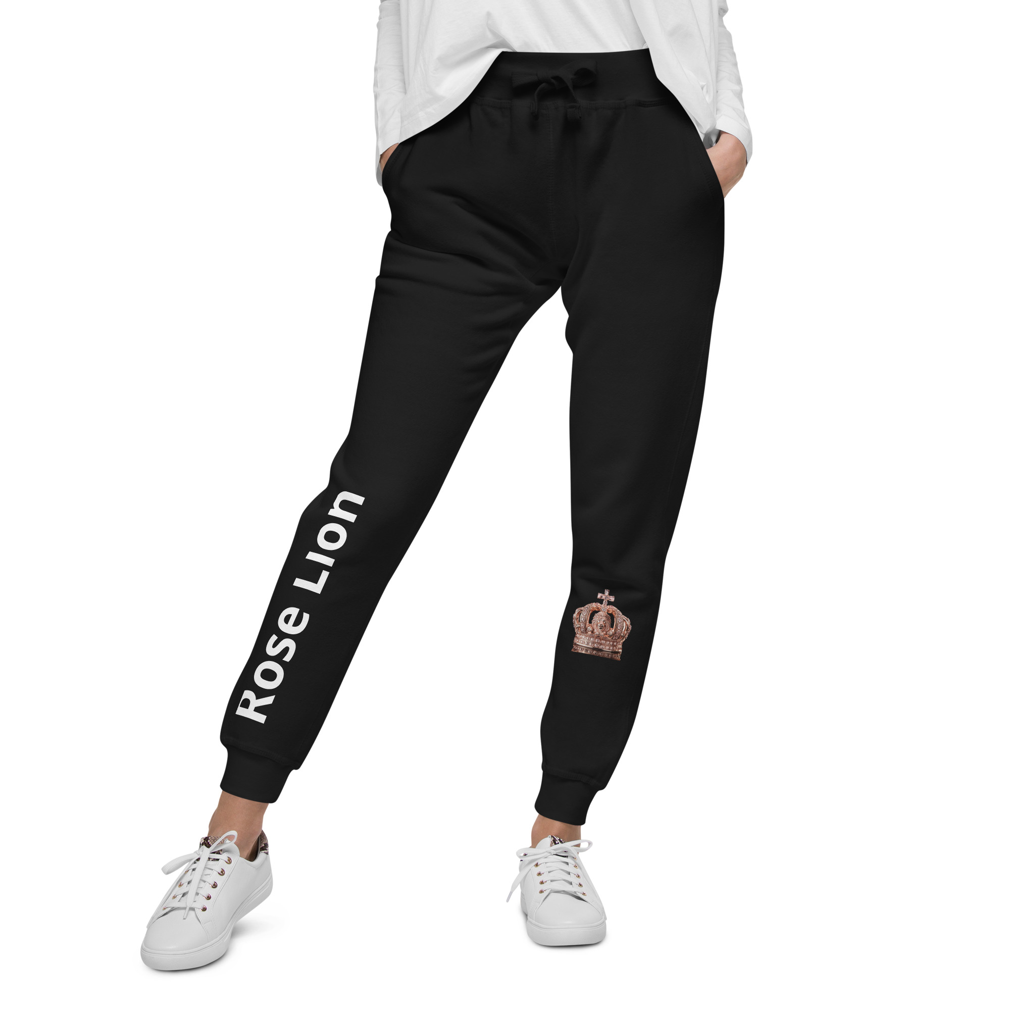 Rose Lion Unisex Fleece Sweatpants - Trendy, Comfortable, and Sustainable Loungewear 