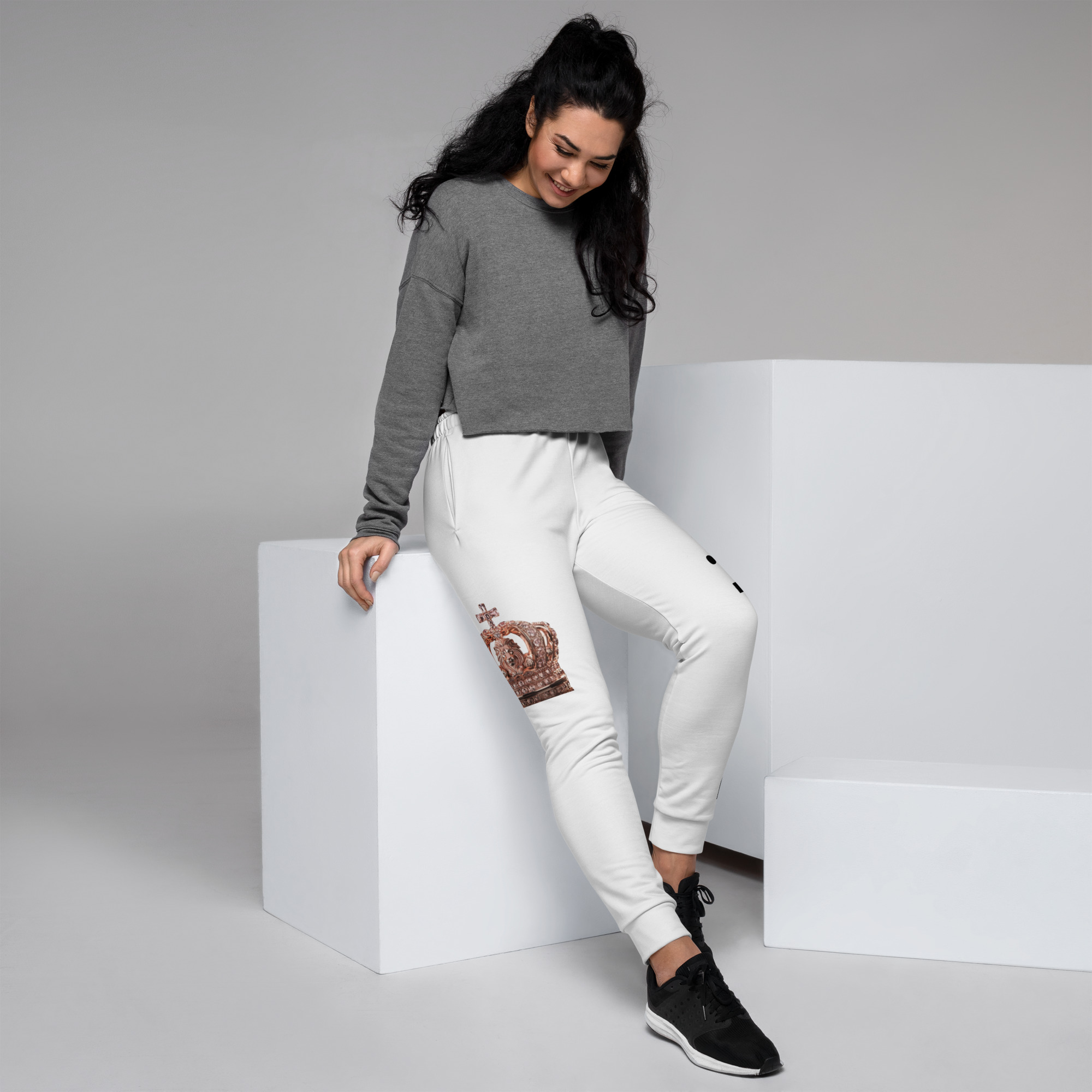 Rose Lion Women's Eco-Friendly Joggers/w Crown Print–Stylish Comfort 