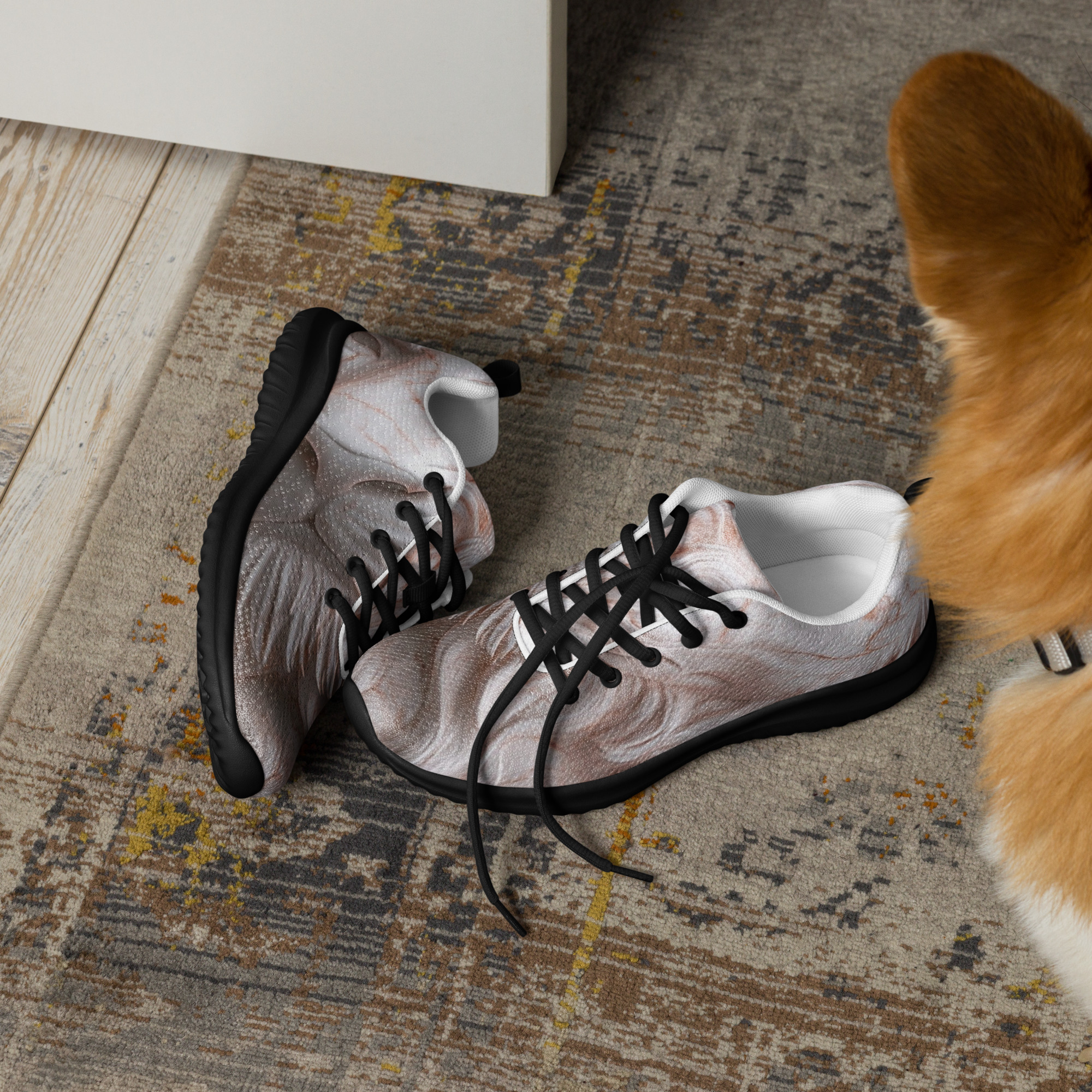 Elegant Marble Lion Design Men’s Athletic Sneakers – Bold and Comfortable