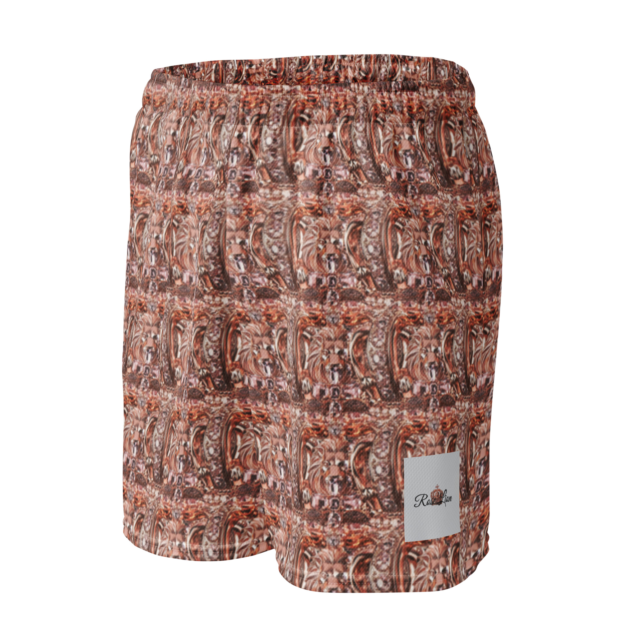 Rose Lion Geometric Emblem Unisex Mesh Shorts – Rose Gold Edition