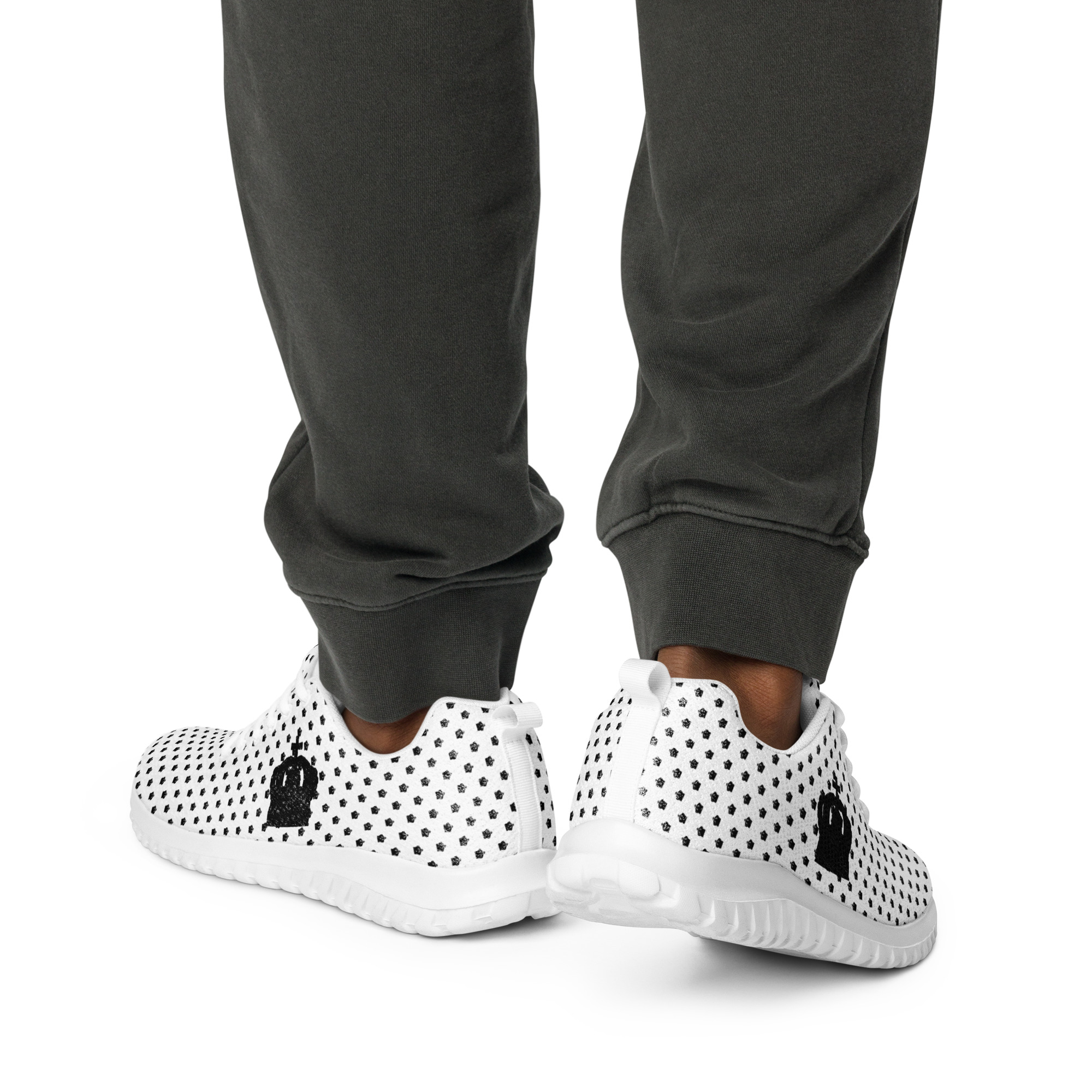 Rose Lion Emblem Men’s Athletic Sneakers – Black & White Edition