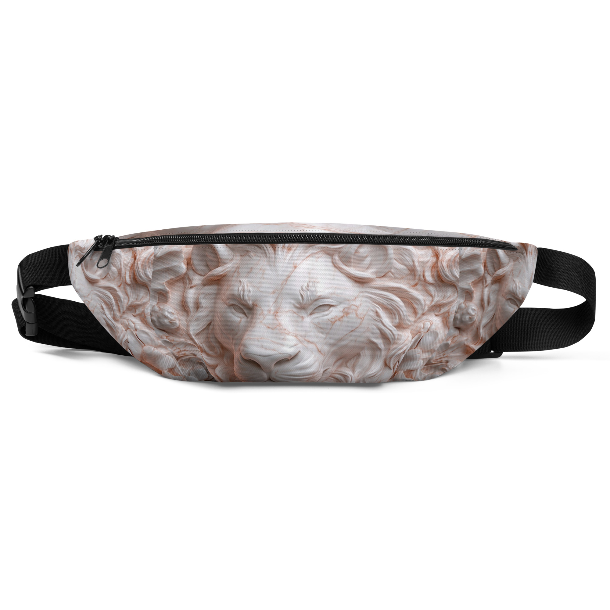 Minimalist Lion Face Fanny Pack – Rose Marble Print Waist Bag for Everyday Use