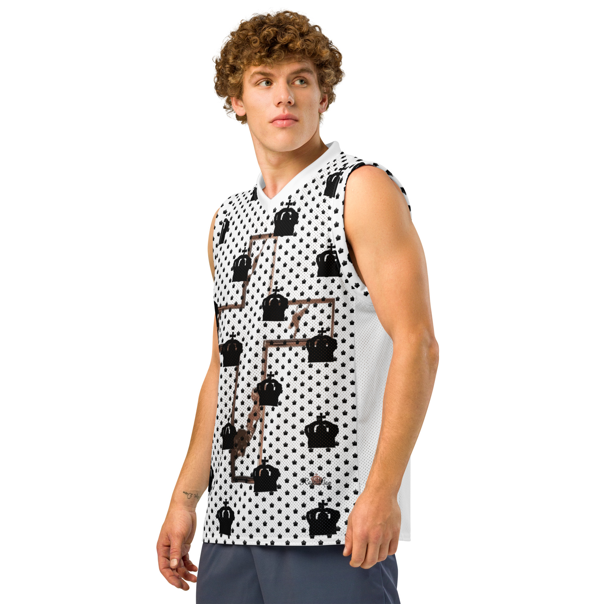 Rose Lion Premium Geometric Emblem Unisex basketball Jersey 