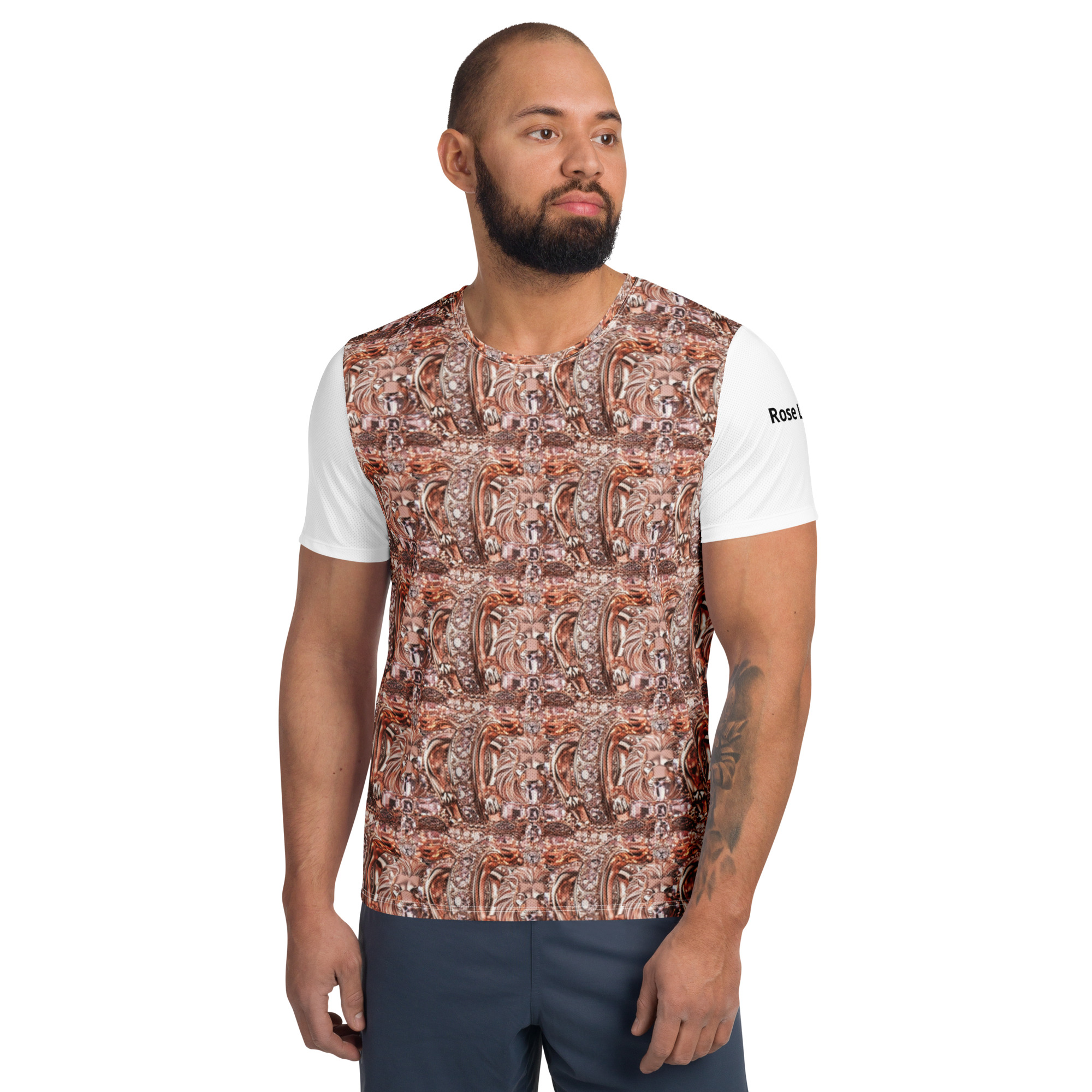 All-Over Designer Print Men's Athletic T-Shirt – Stylish, Breathable, Comfortable