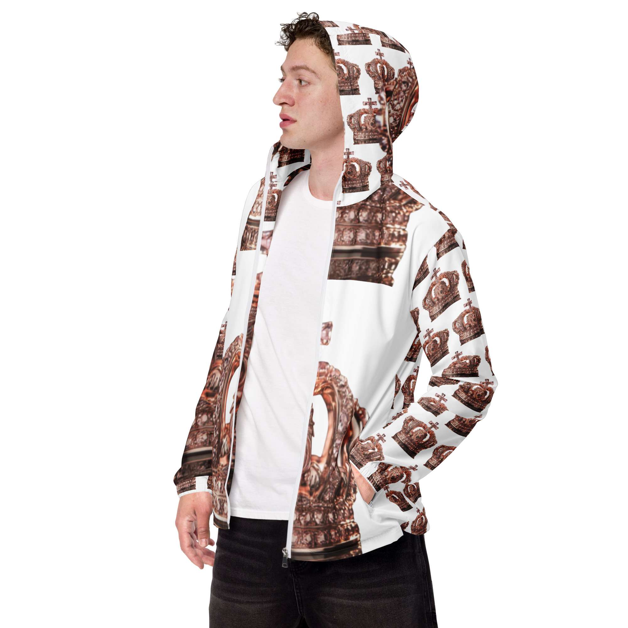 Royal Lion Crown Men’s Windbreaker by Rose Lion – Trendy, Lightweight Outerwear