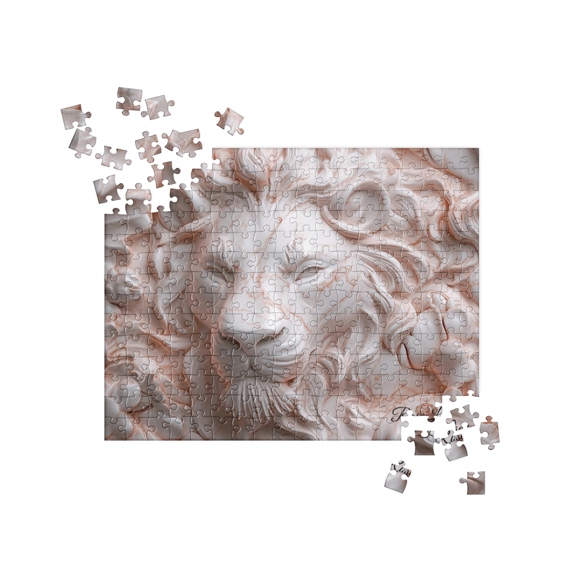 Rose Lion Marble Lion Face Jigsaw Puzzle–Unique & Challenging Puzzle for All