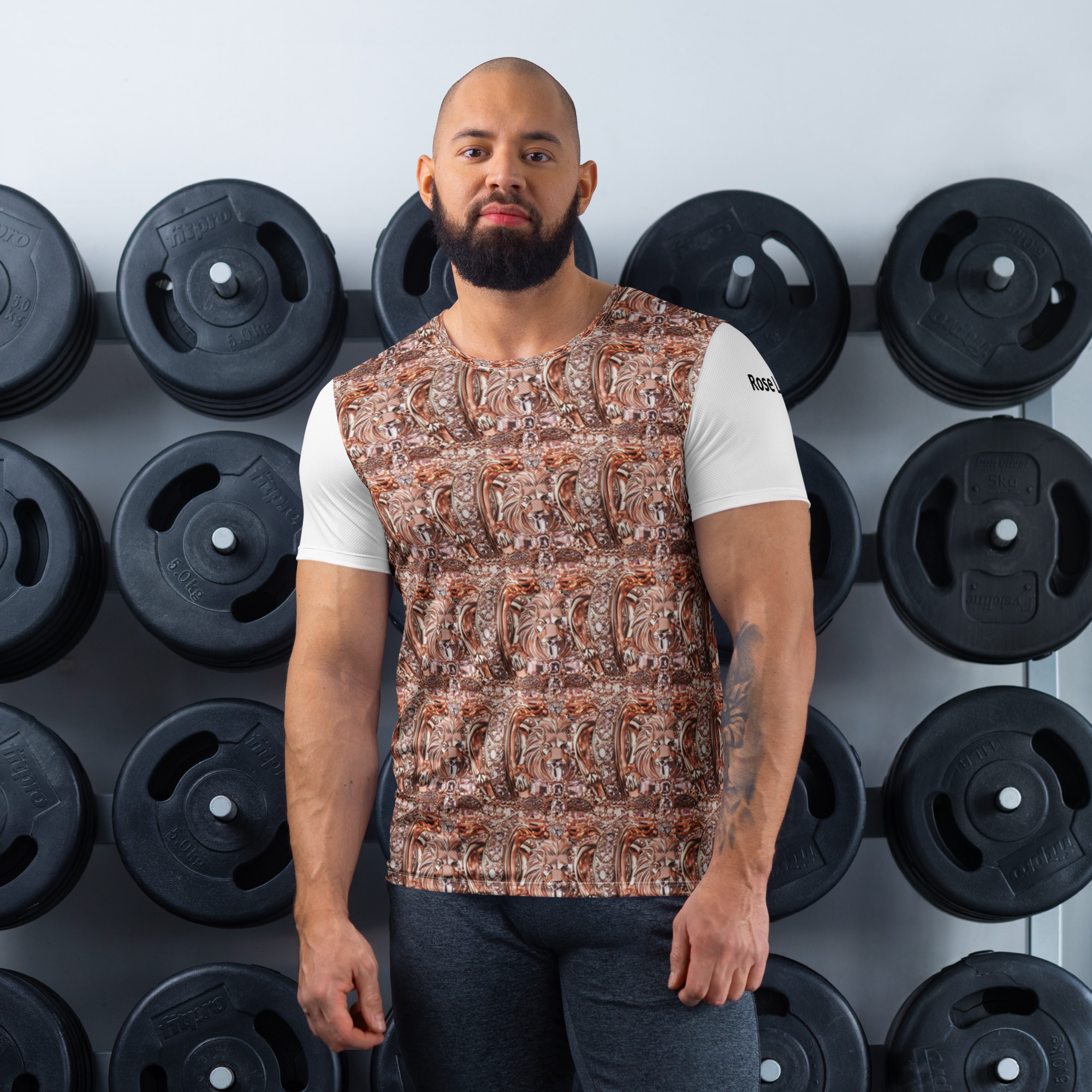 All-Over Designer Print Men's Athletic T-Shirt – Stylish, Breathable, Comfortable