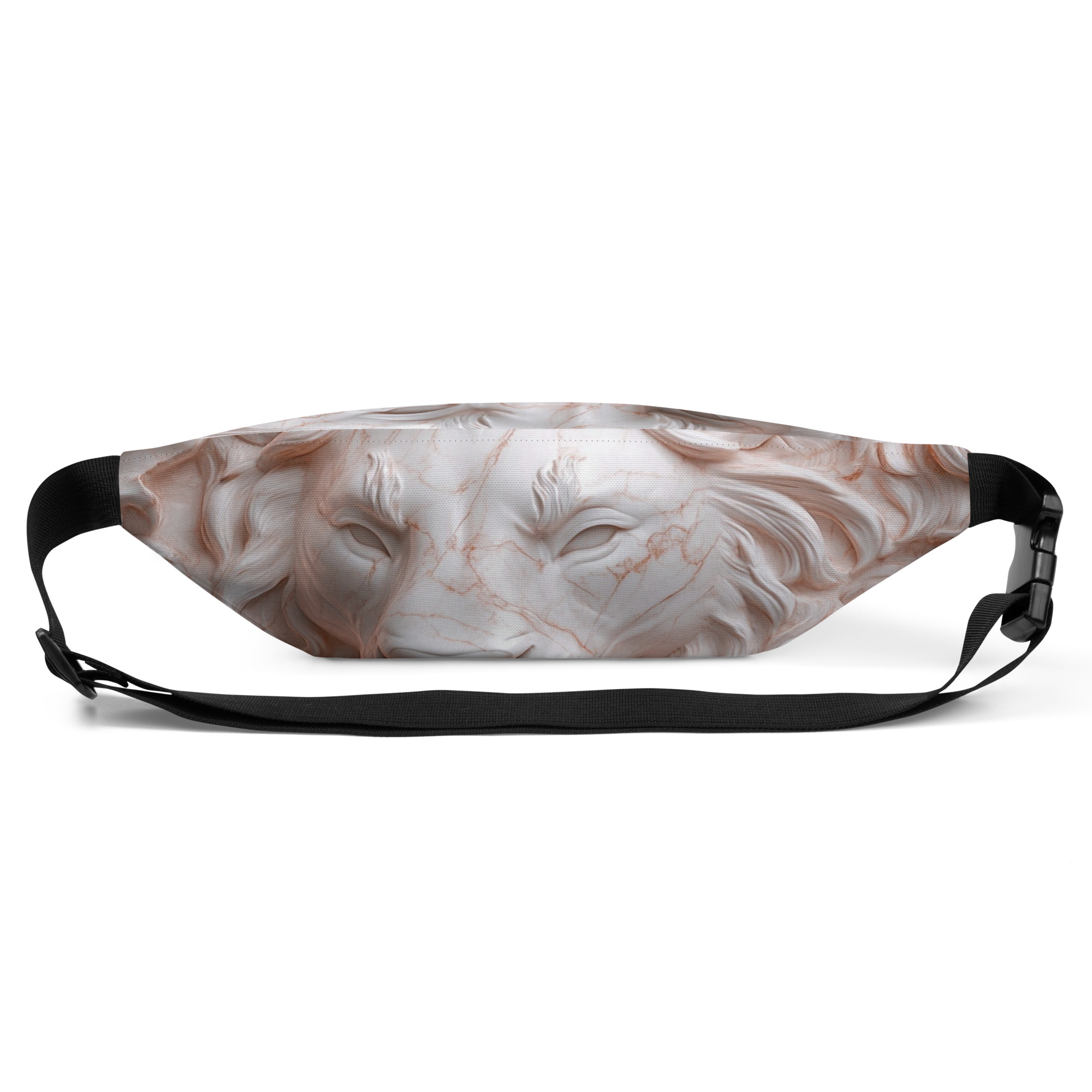 Minimalist Lion Face Fanny Pack – Rose Marble Print Waist Bag for Everyday Use