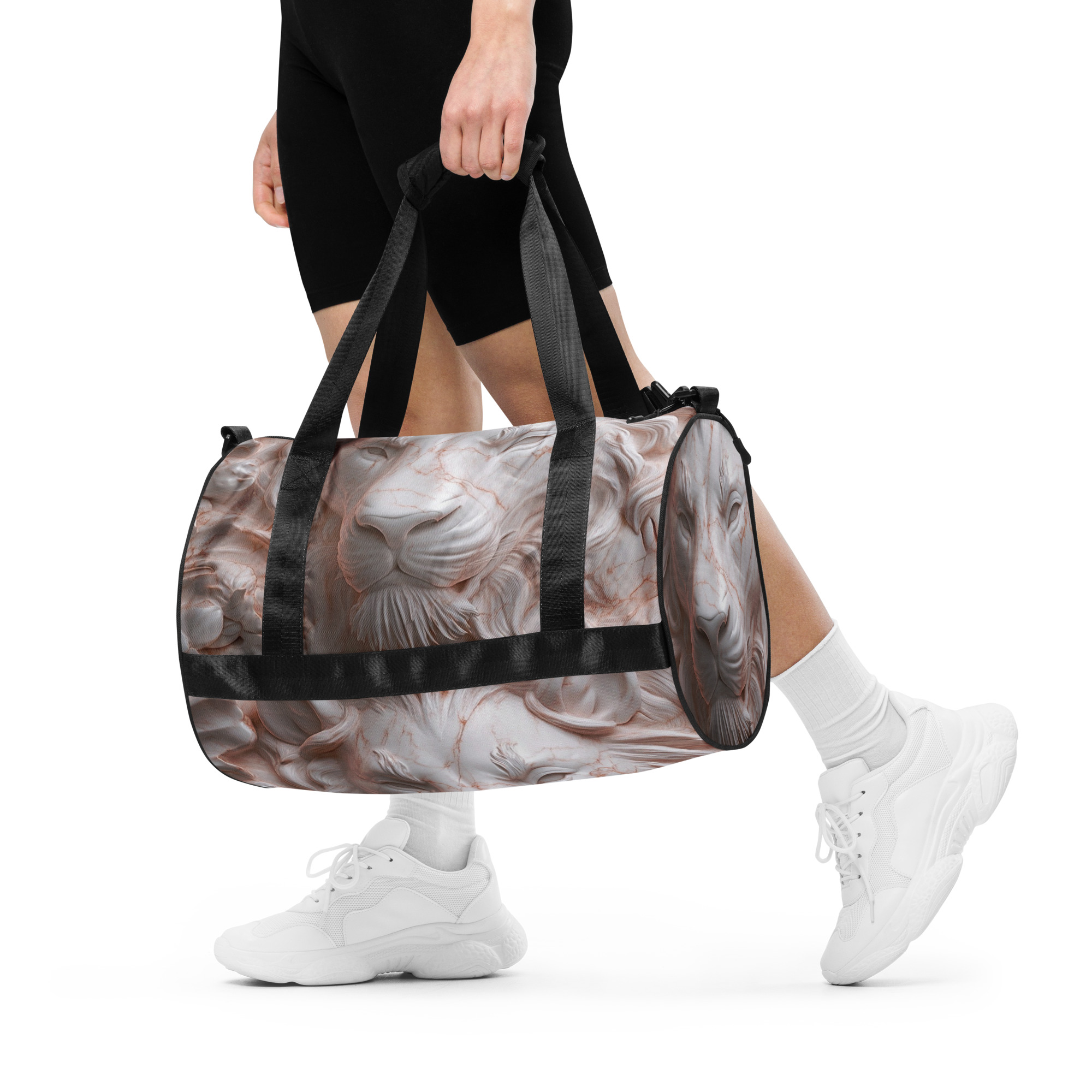 Rose Marble Lion Face Gym Bag – All Over Print Travel, Sports, Fitness Tote