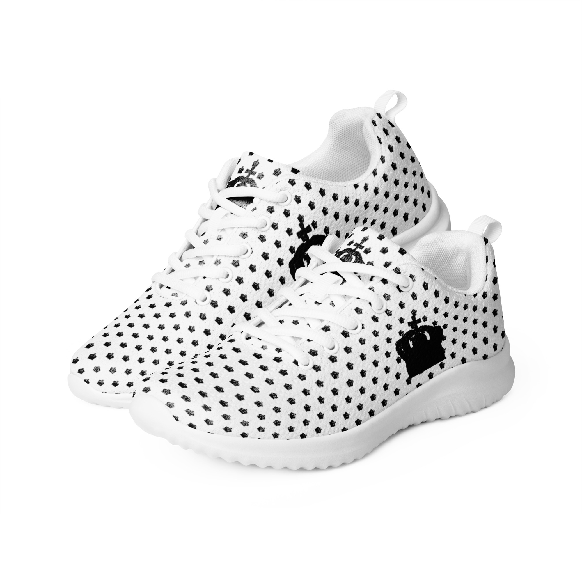 Rose Lion Emblem Men’s Athletic Sneakers – Black & White Edition