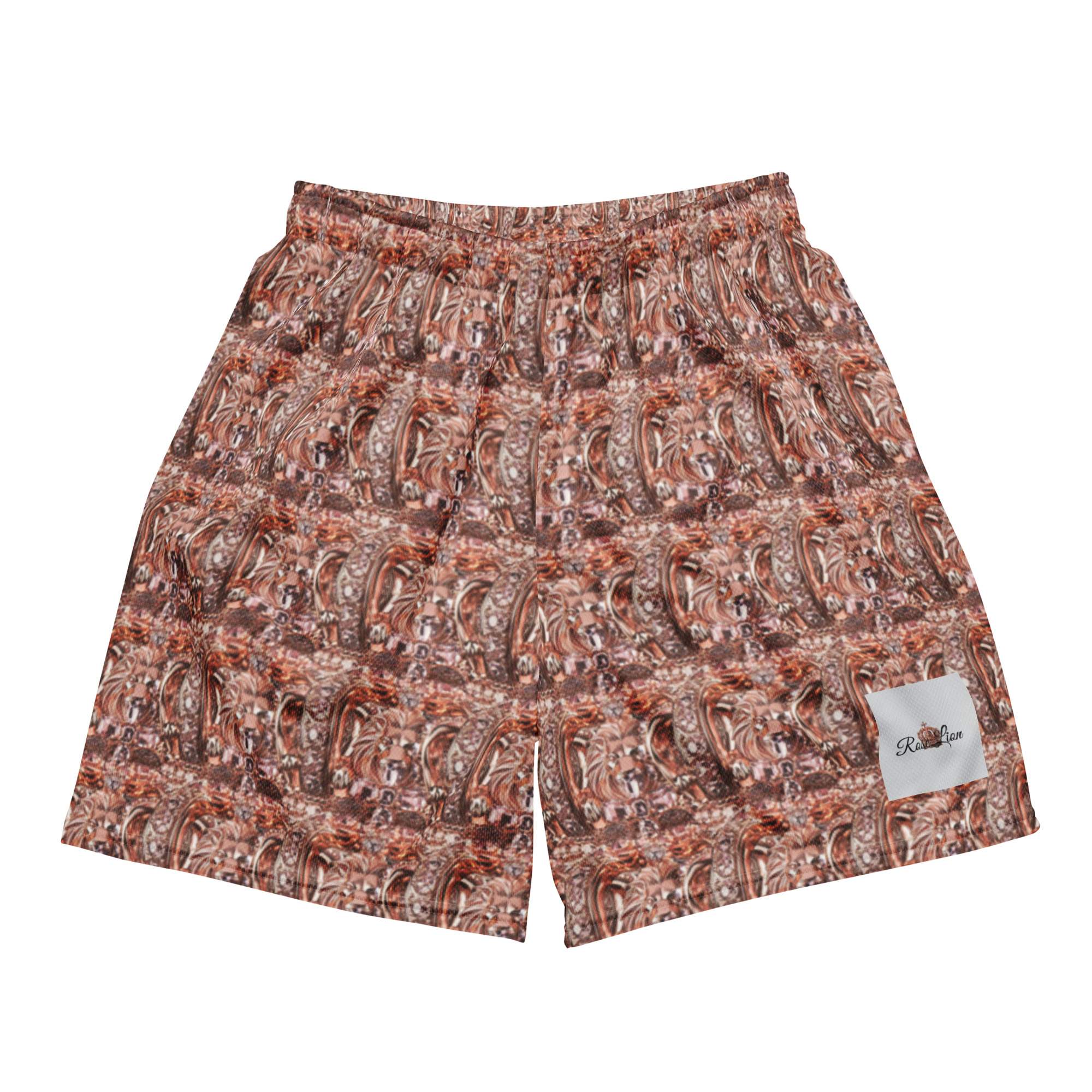 Rose Lion Geometric Emblem Unisex Mesh Shorts – Rose Gold Edition
