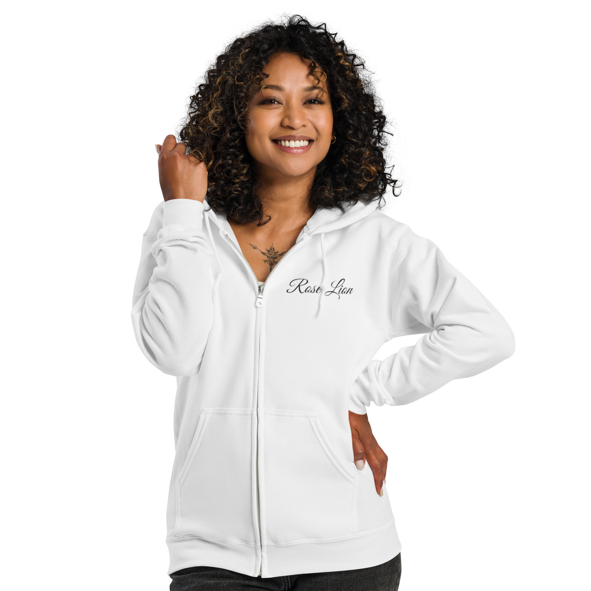 Rose Lion Women's Heavy Blend Zip Hoodie - Streetwear, Oversized Fit, Aesthetic