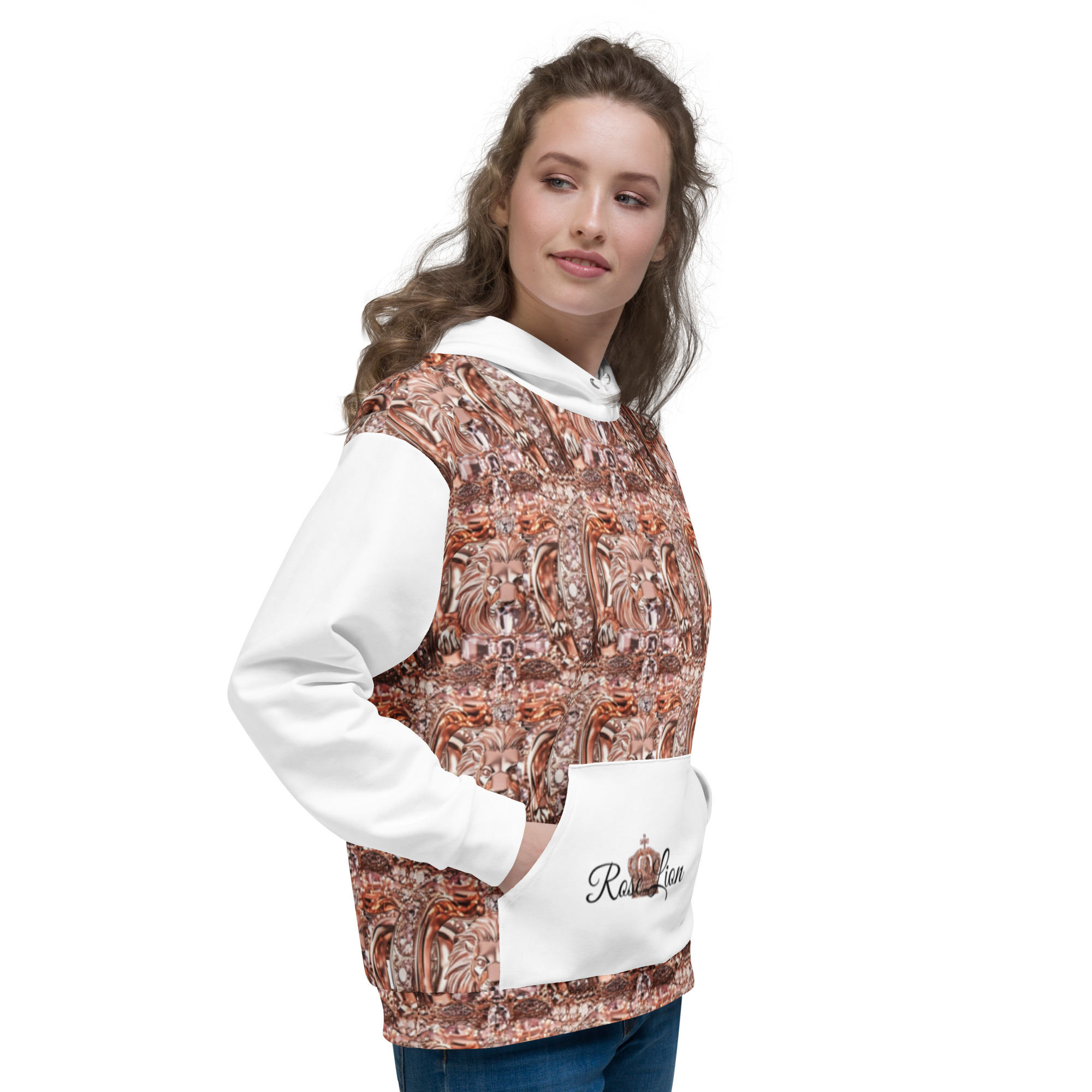 Rose Lion Women's Kangaroo Graphic Hoodie– Fashionable