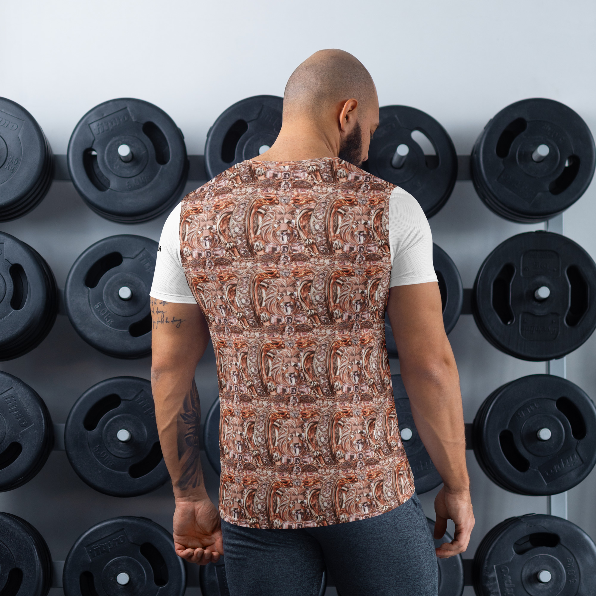 All-Over Designer Print Men's Athletic T-Shirt – Stylish, Breathable, Comfortable