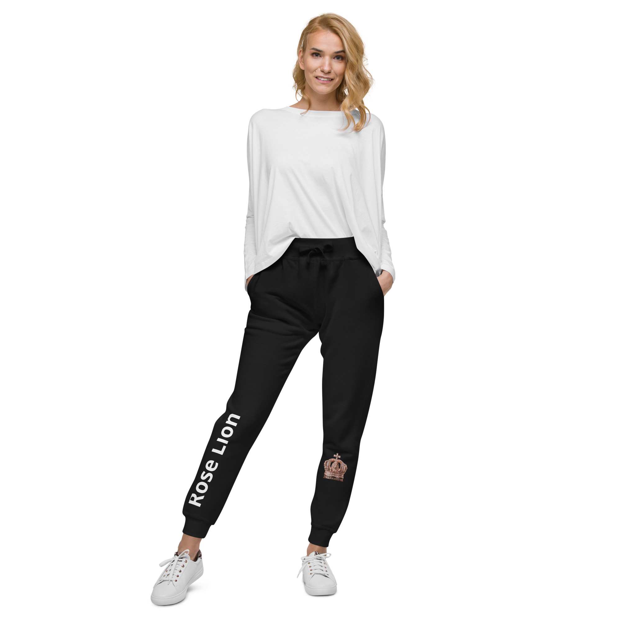 Rose Lion Unisex Fleece Sweatpants - Trendy, Comfortable, and Sustainable Loungewear 