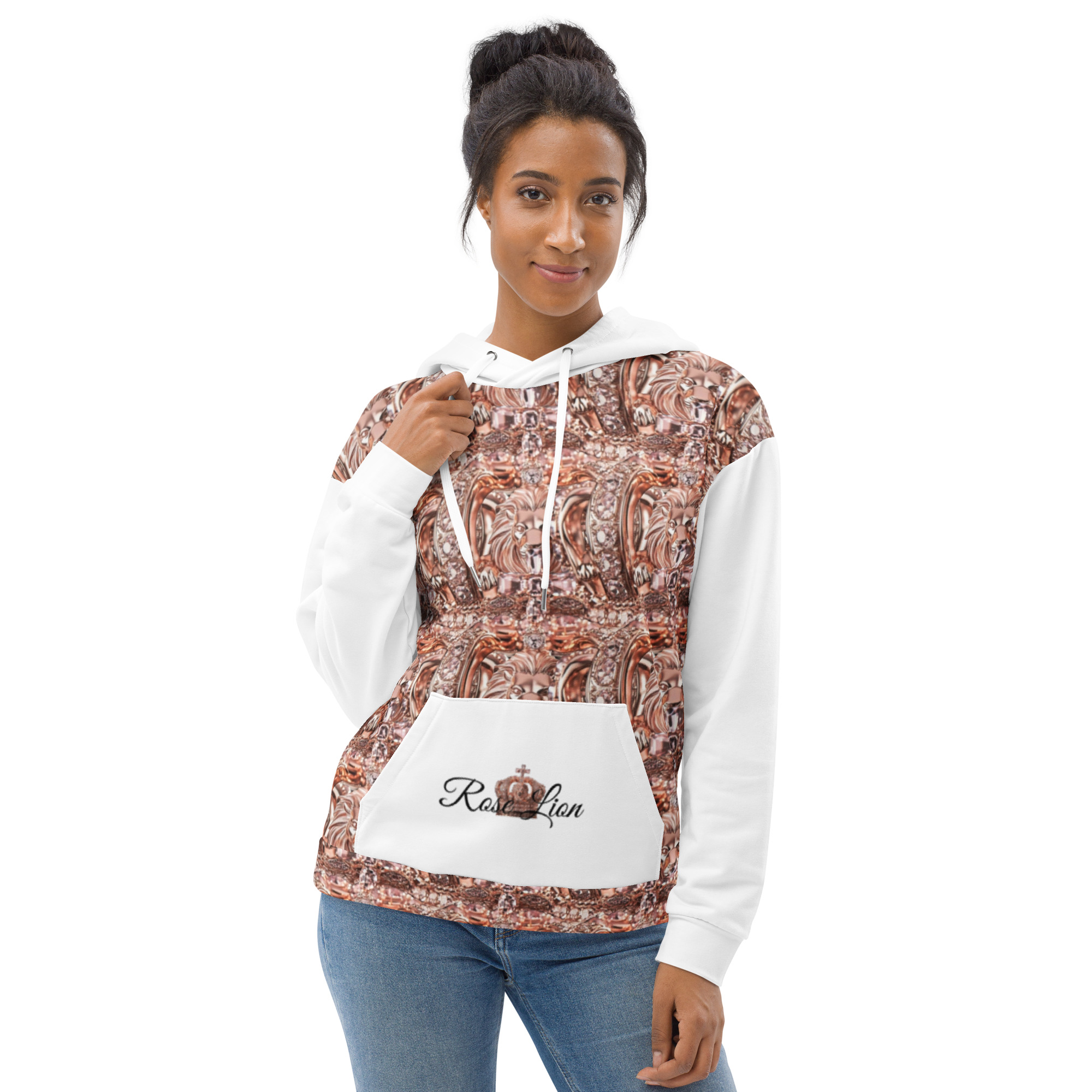 Rose Lion Women's Kangaroo Graphic Hoodie– Fashionable