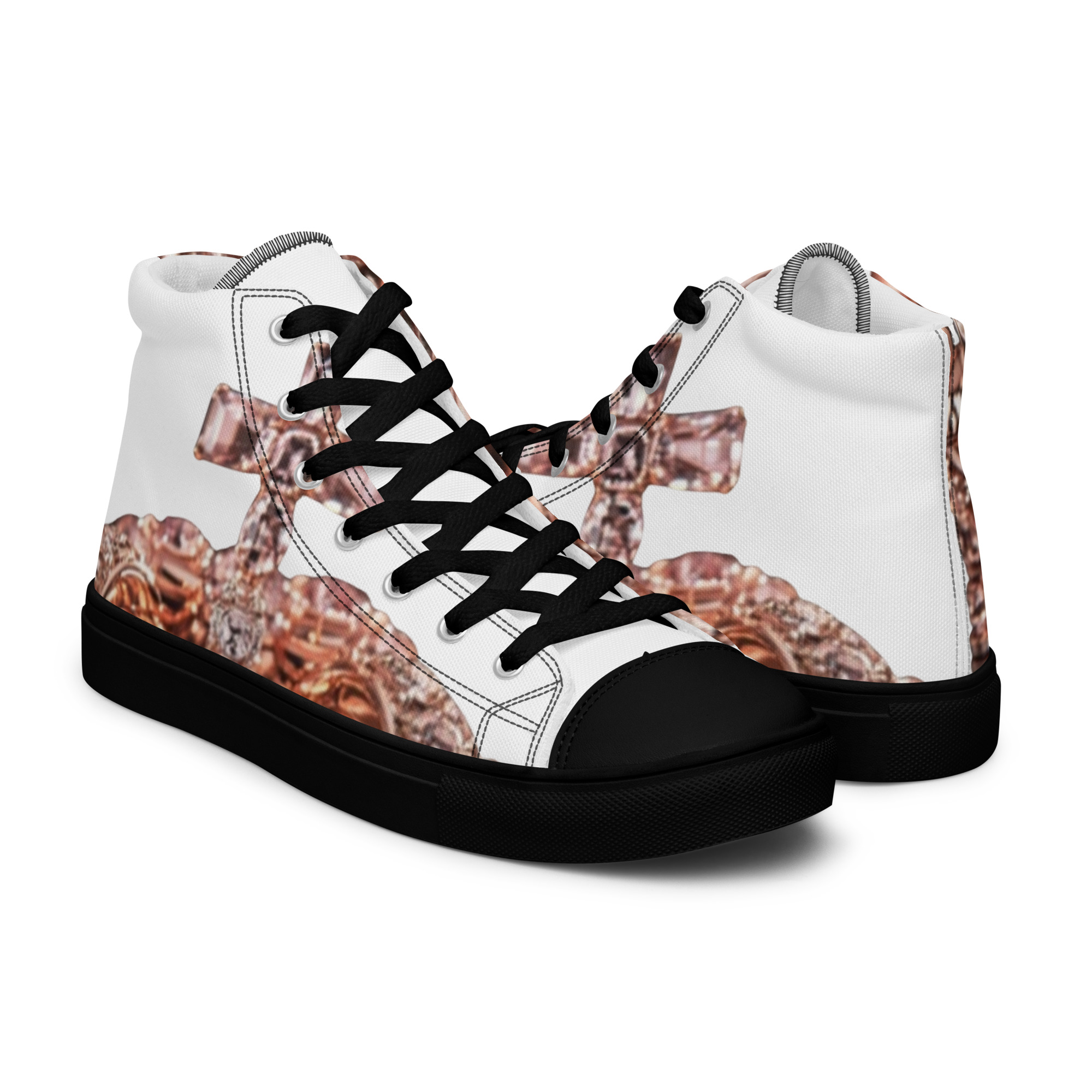 Rose Gold Crown Men’s High-Top Canvas Sneakers 