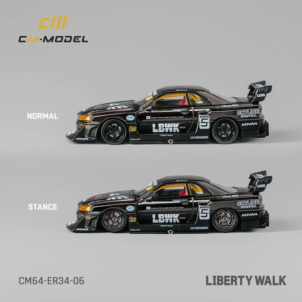 CM R34 Super Silhouette LBWK Nissan Skyline Plating Black