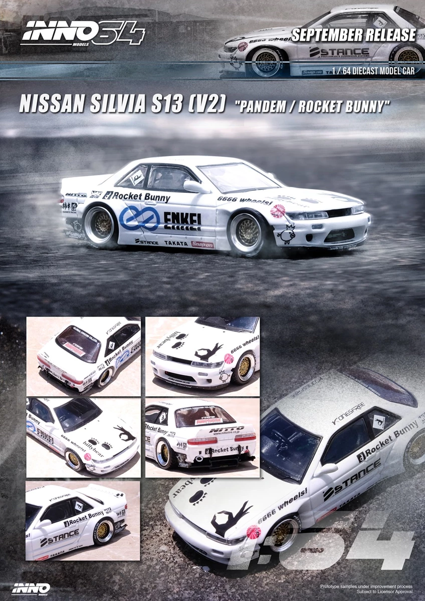 INNO64 NISSAN SILVIA S13 (V2) PANDEM / ROCKET BUNNY White