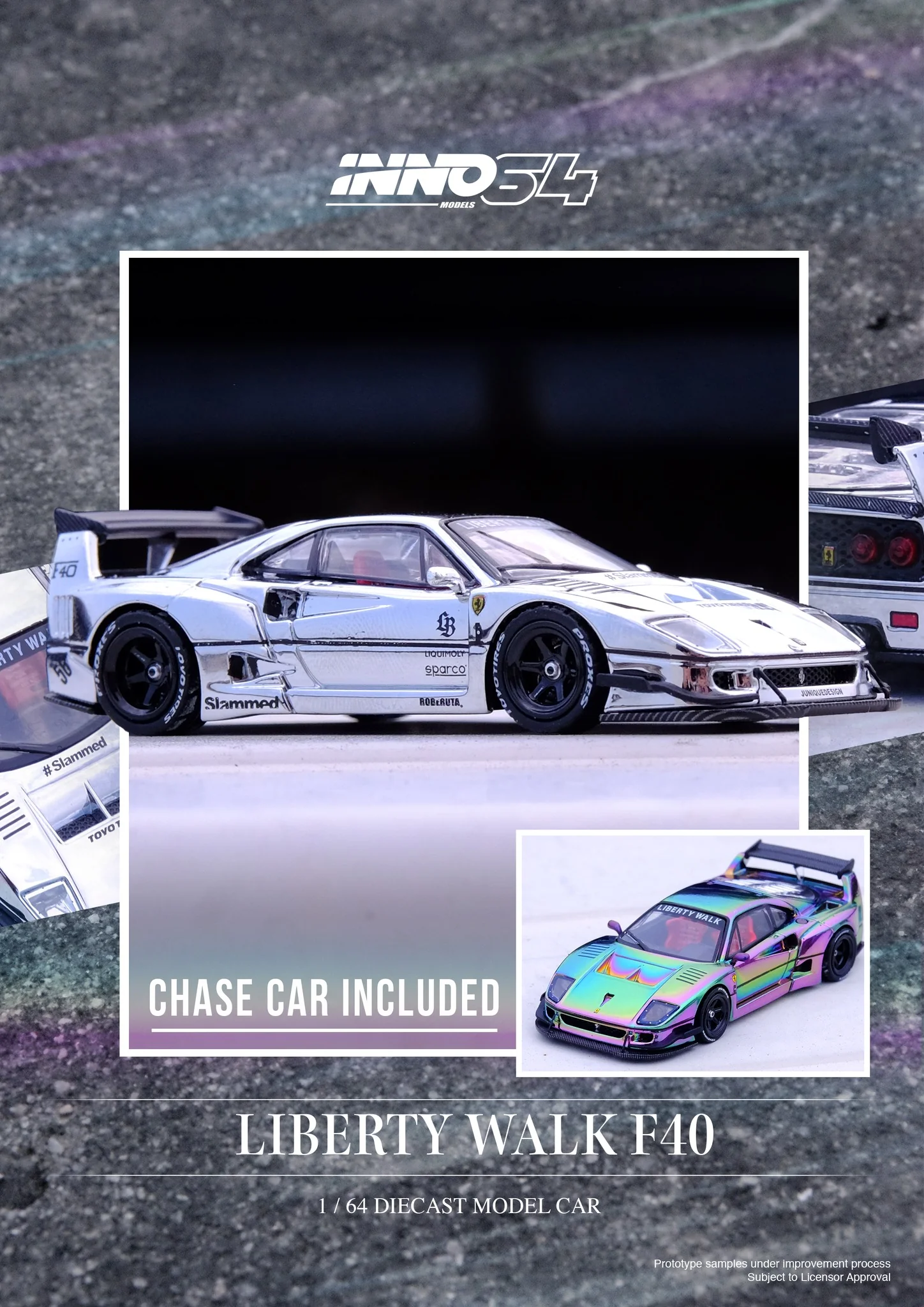 INNO64 LBWK Ferrari F40 Silver Chrome (Beijing Special)