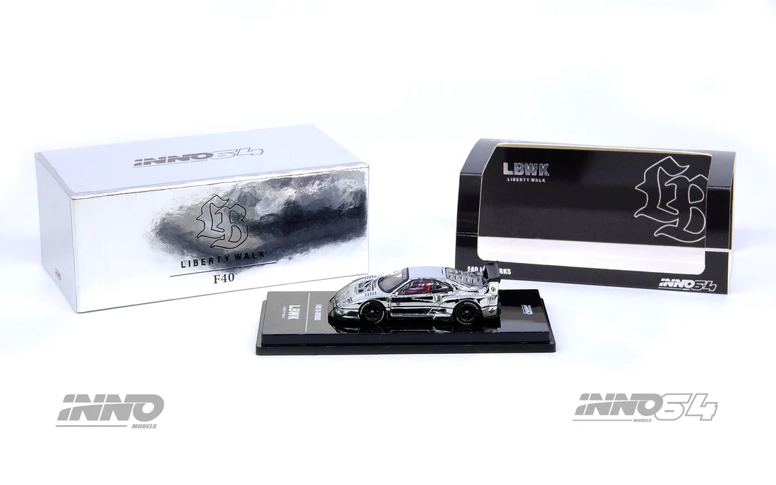 INNO64 LBWK Ferrari F40 Silver Chrome (Beijing Special)