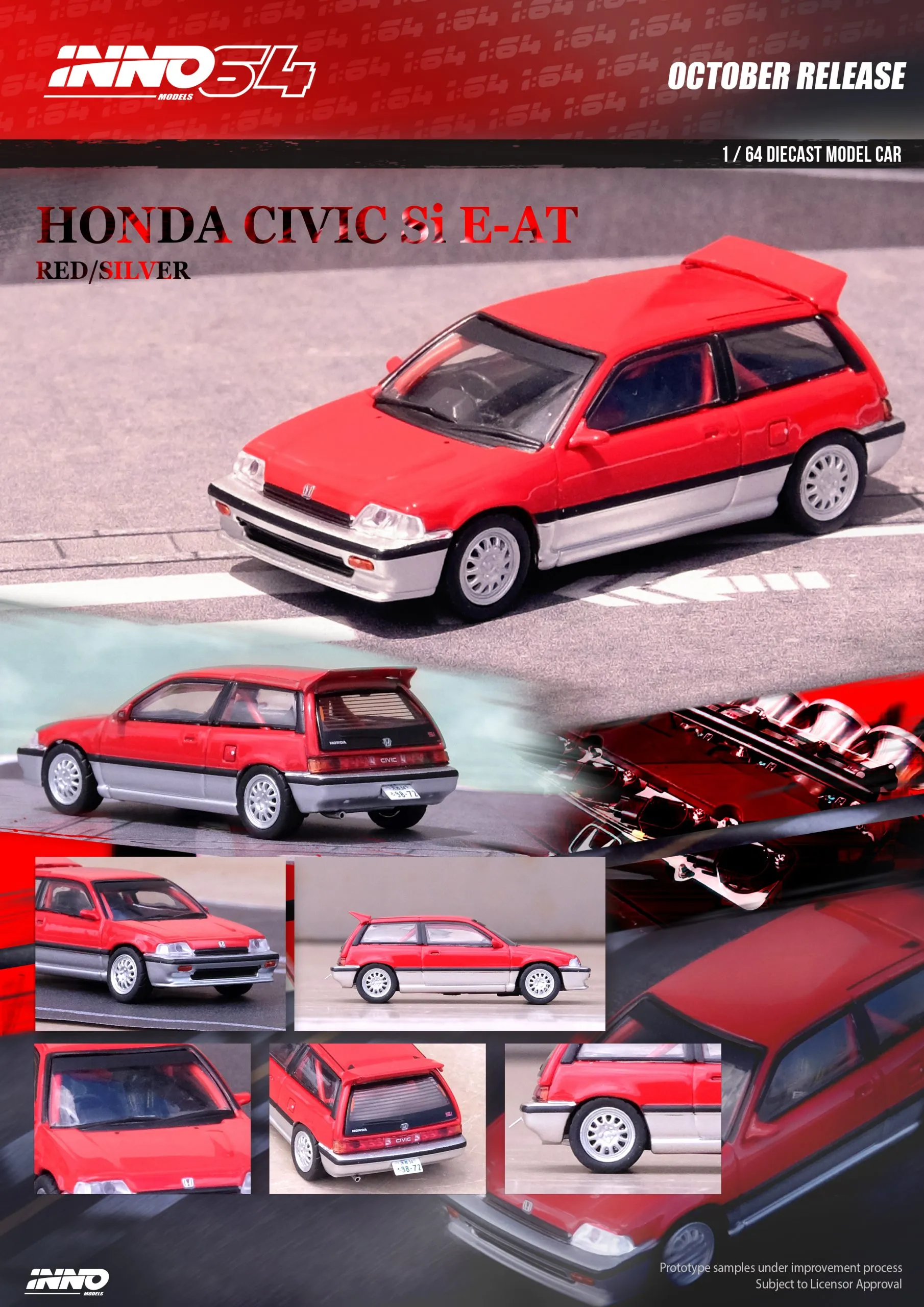 INNO64 HONDA CIVIC Si E-AT Red/Silver
