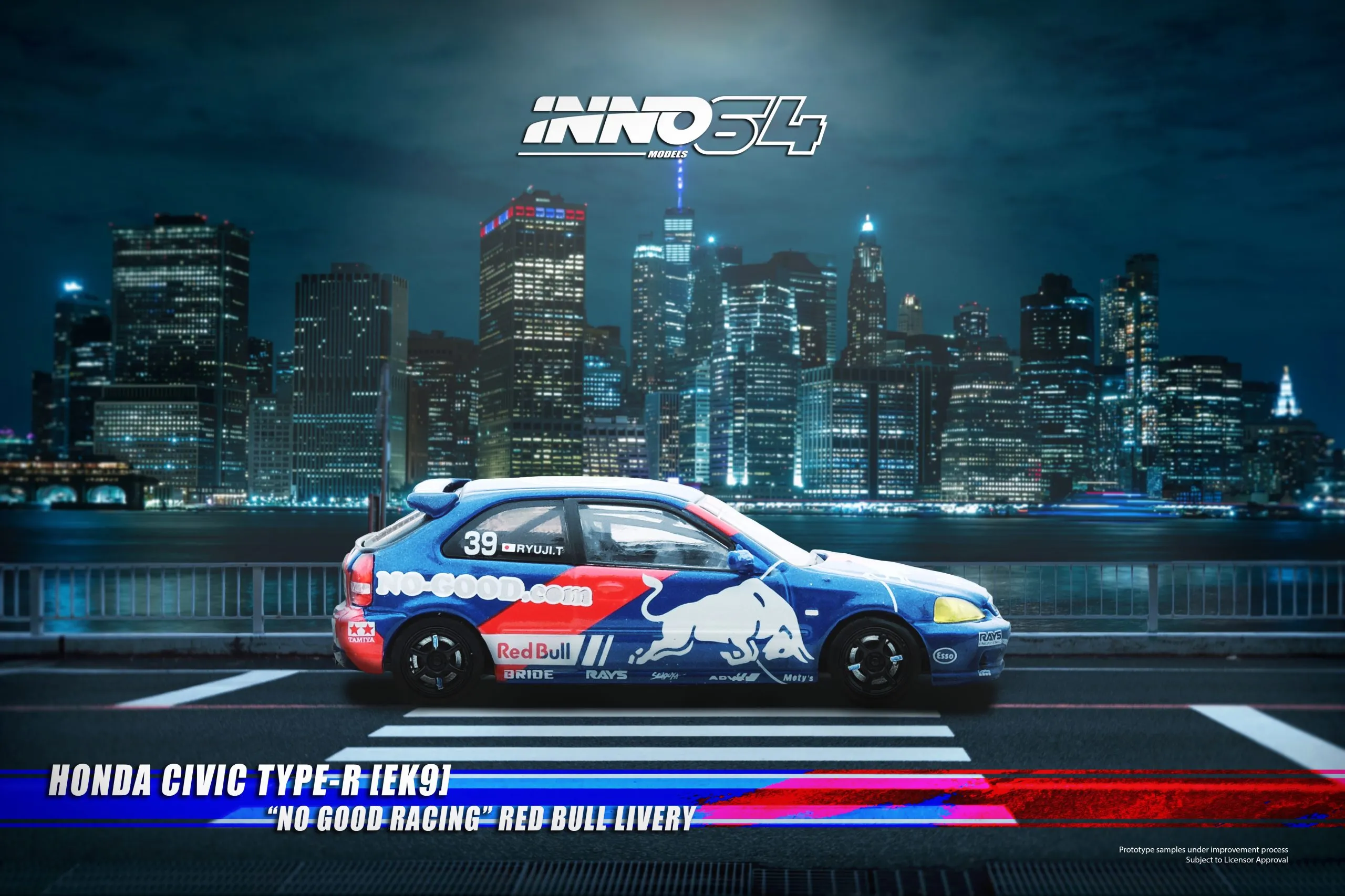 INNO64 HONDA CIVIC Type-R (EK9) "NO GOOD RACING" Red Bull Livery