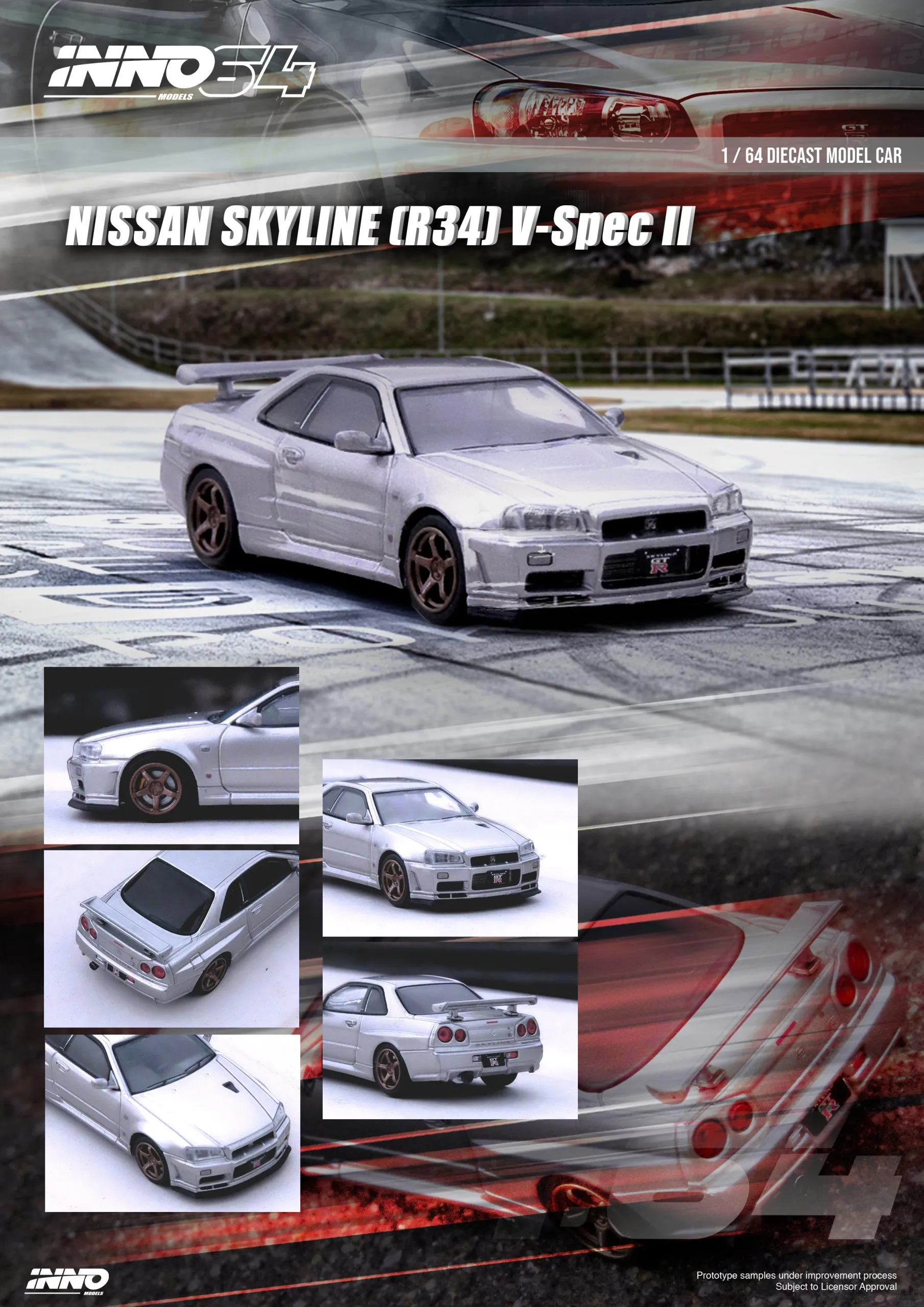 INNO64 Nissan Skyline GT-R (R34) V-Spec II Silver