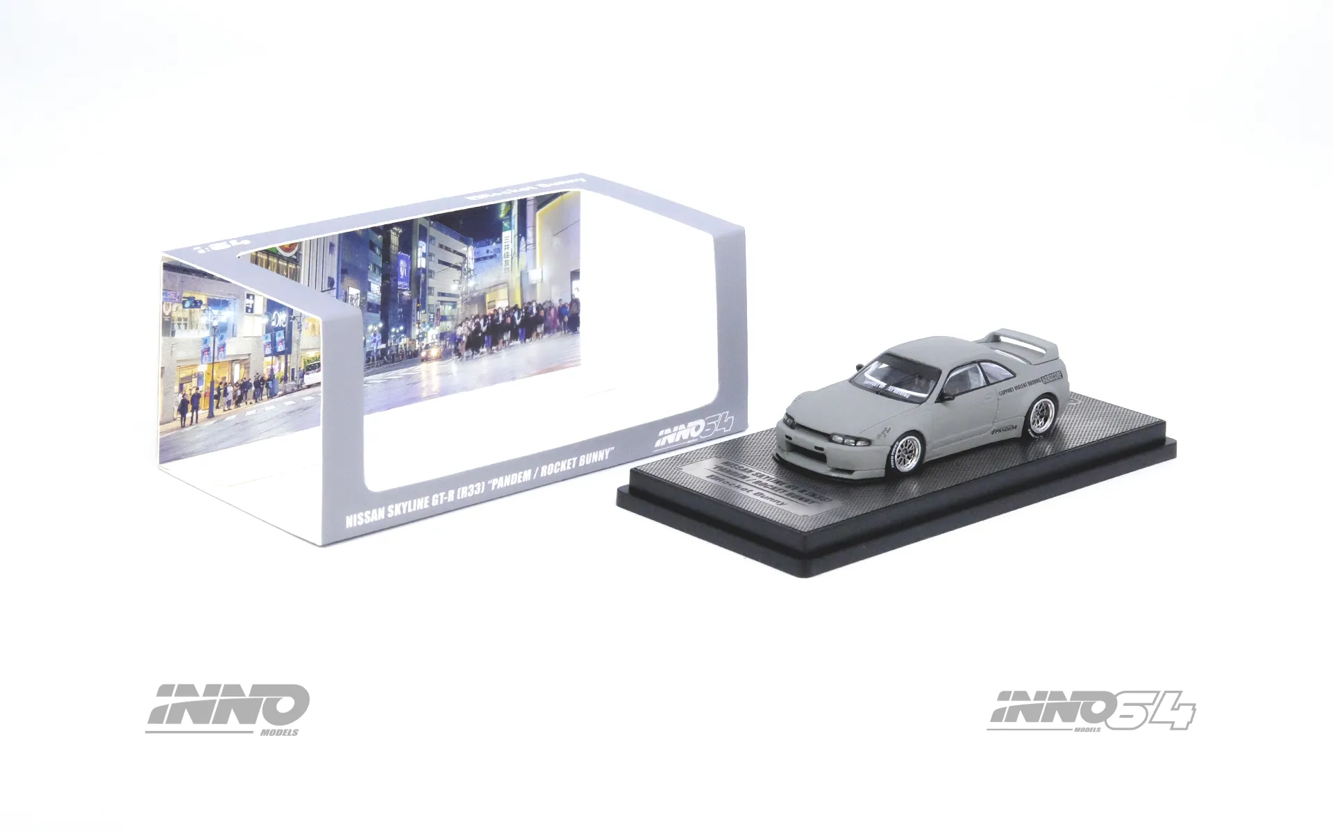 INNO64 NISSAN SKYLINE GT-R (R33) 'Pandem / Rocket Bunny' Cement Grey Matte