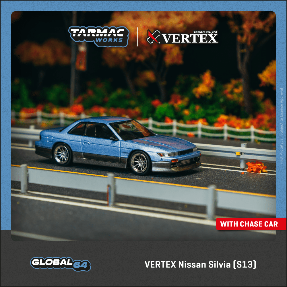 Tarmac Works VERTEX Nissan Silvia (S13) / Blue / Grey